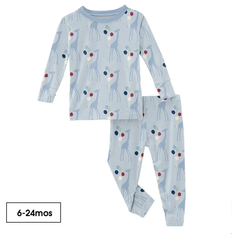Kickee Pants Natural Balloon Giraffe Pajama Set