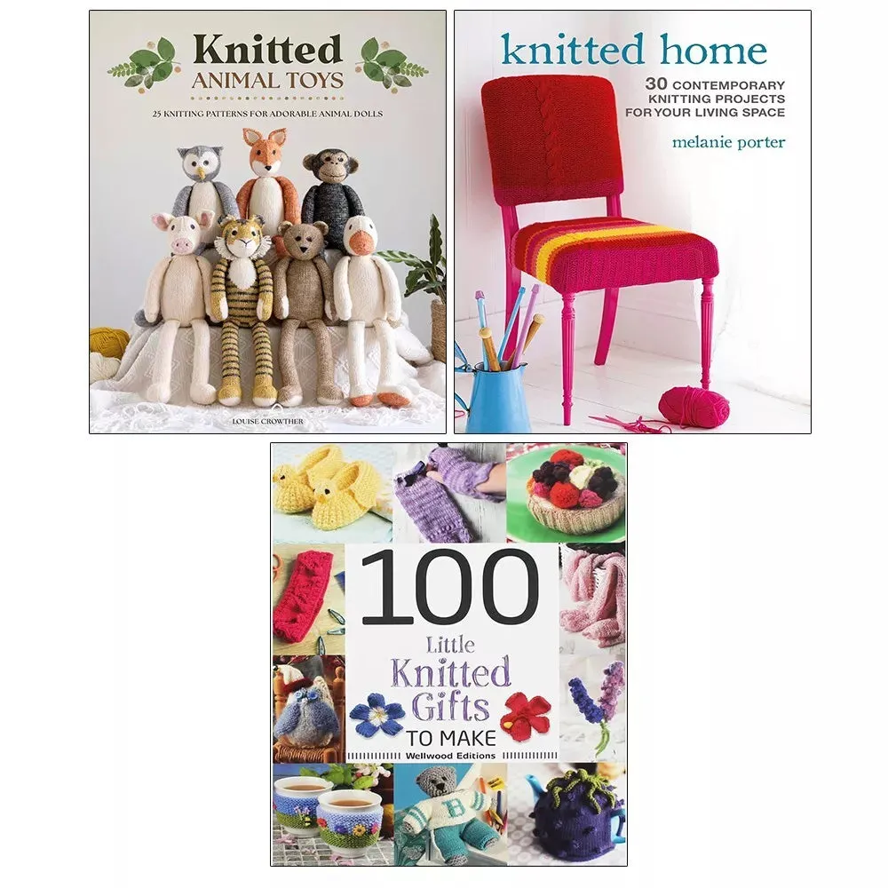 Knitted Animal Toys, 100 Little Knitted Gifts, Knitted Home Melanie 3 Books Set