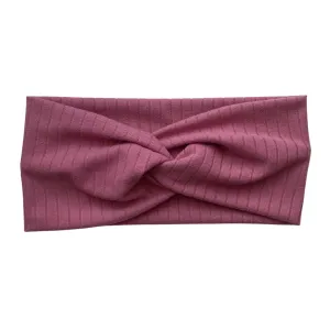 Light Mauve Ribbed Faux Knot Headband