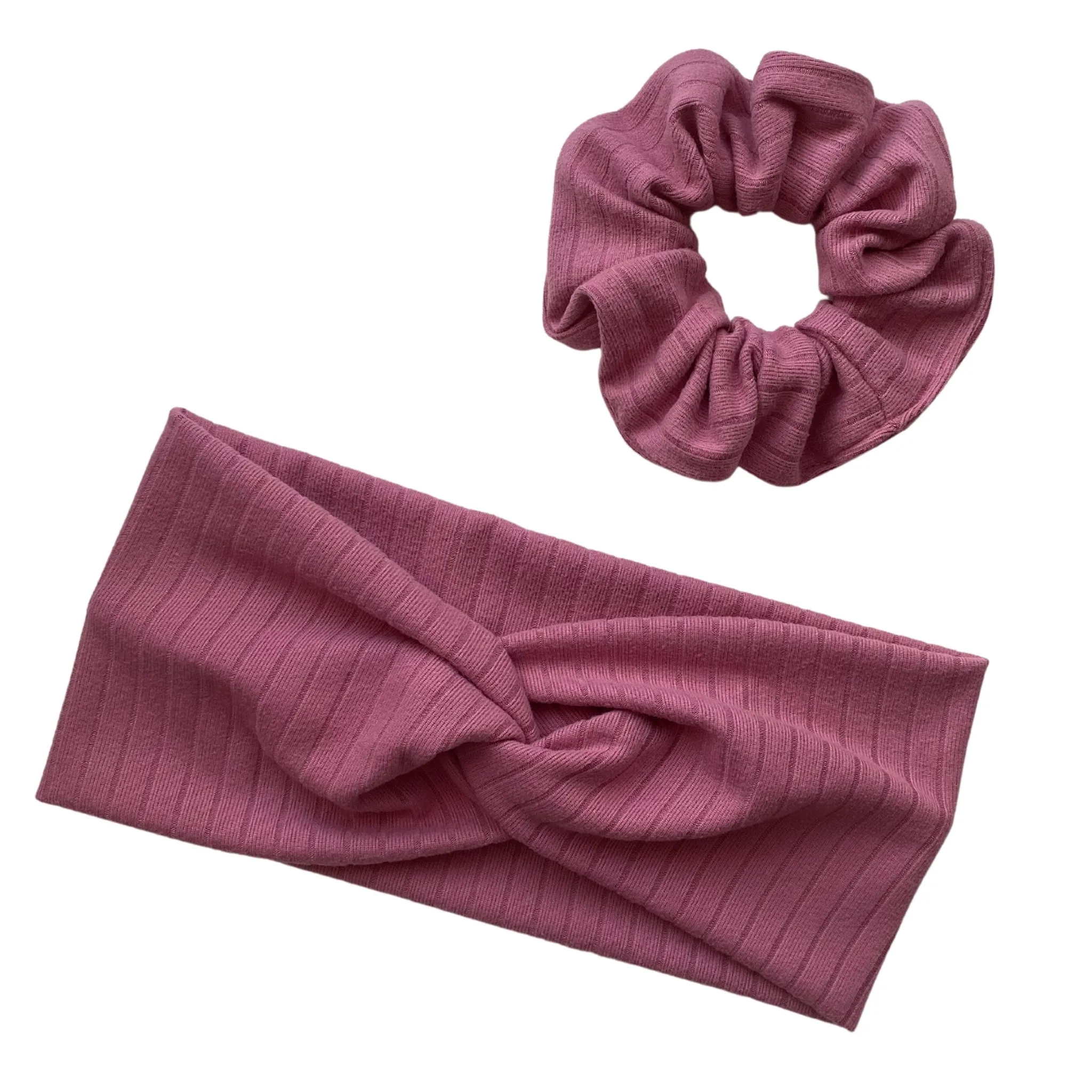 Light Mauve Ribbed Faux Knot Headband