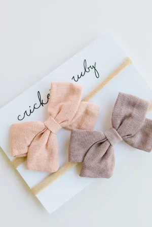 Linen Bow Headband - Blush & Lavender - 2 Pack