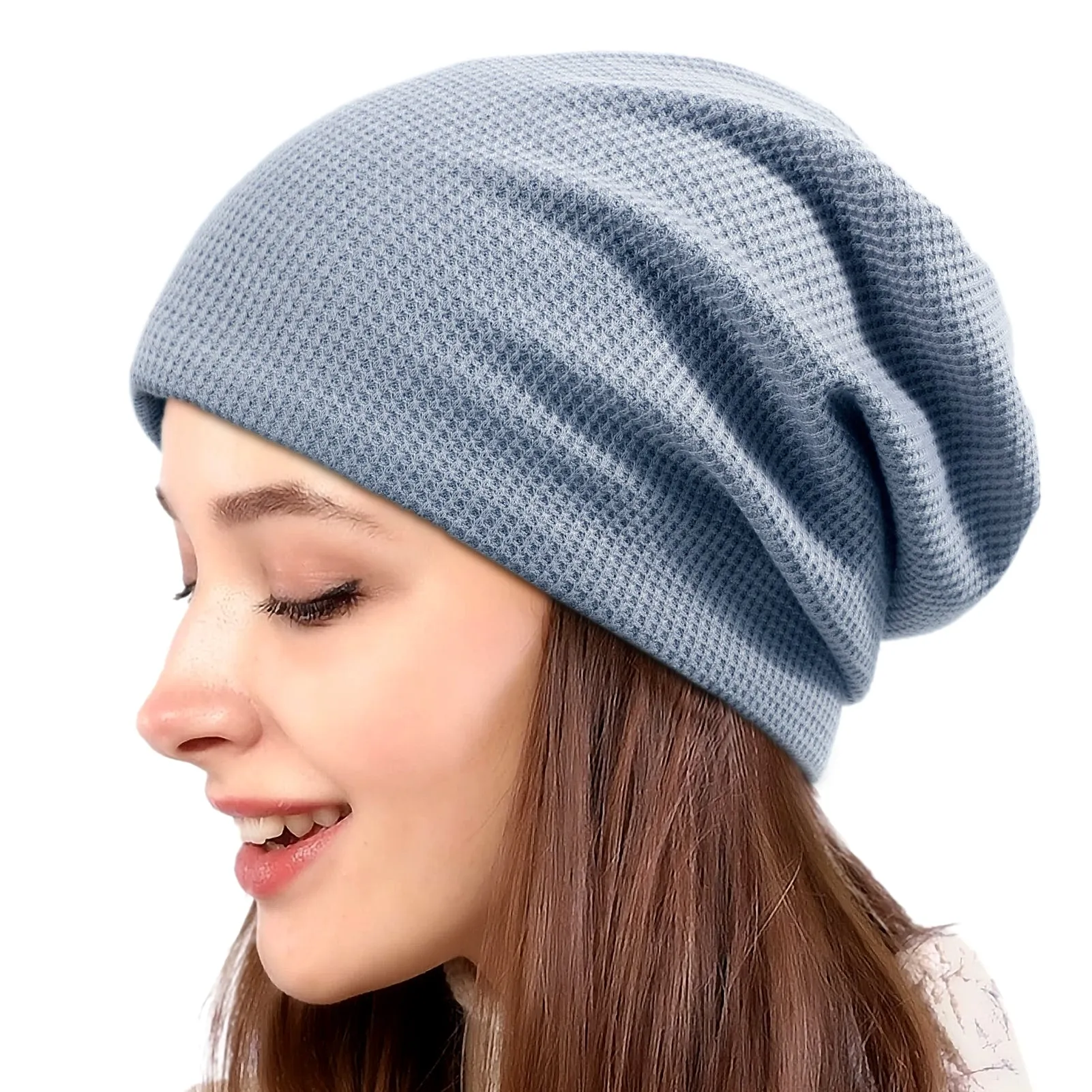 Lvaiz Knitted Beanie Waffle Slouchy Skullcap