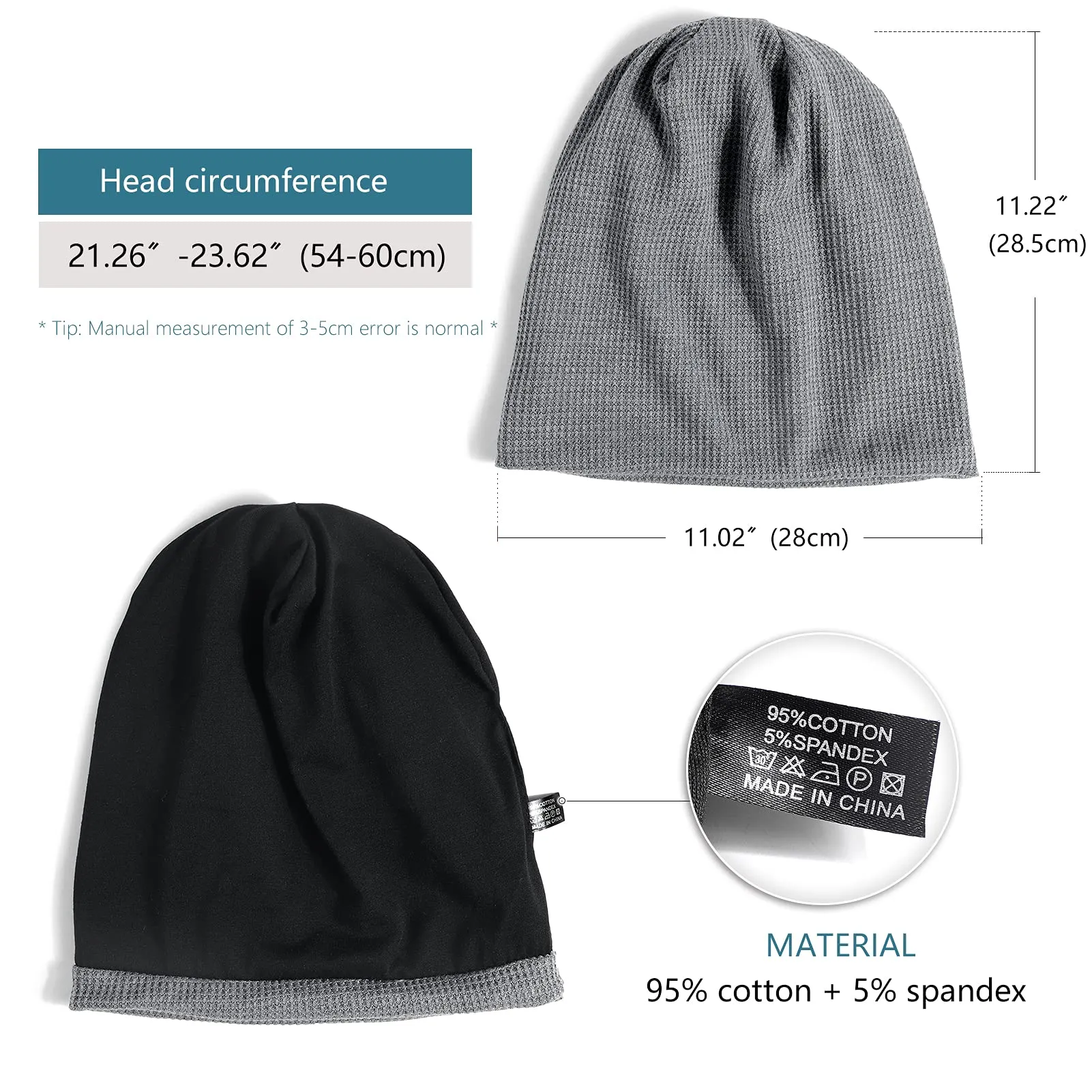 Lvaiz Knitted Beanie Waffle Slouchy Skullcap