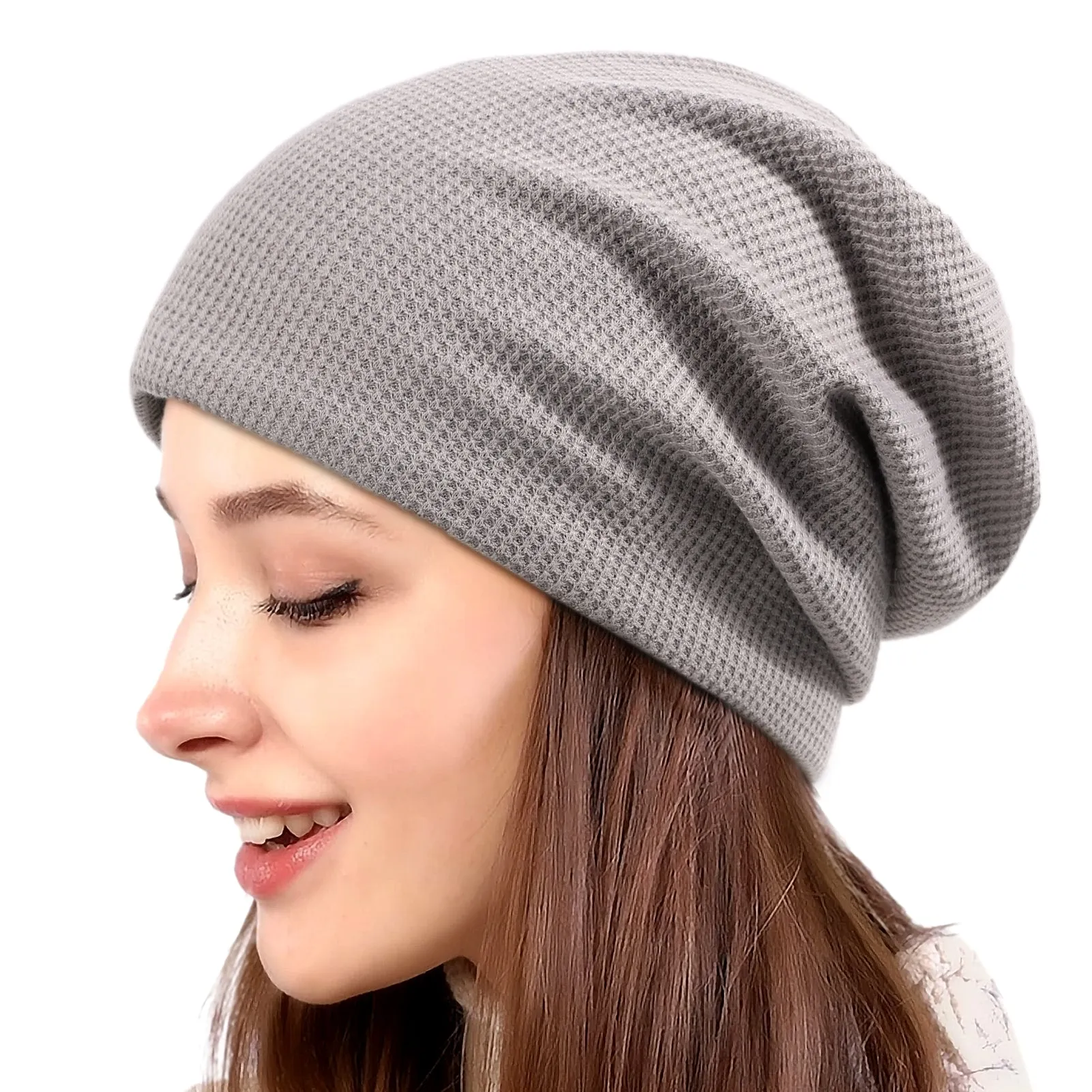 Lvaiz Knitted Beanie Waffle Slouchy Skullcap