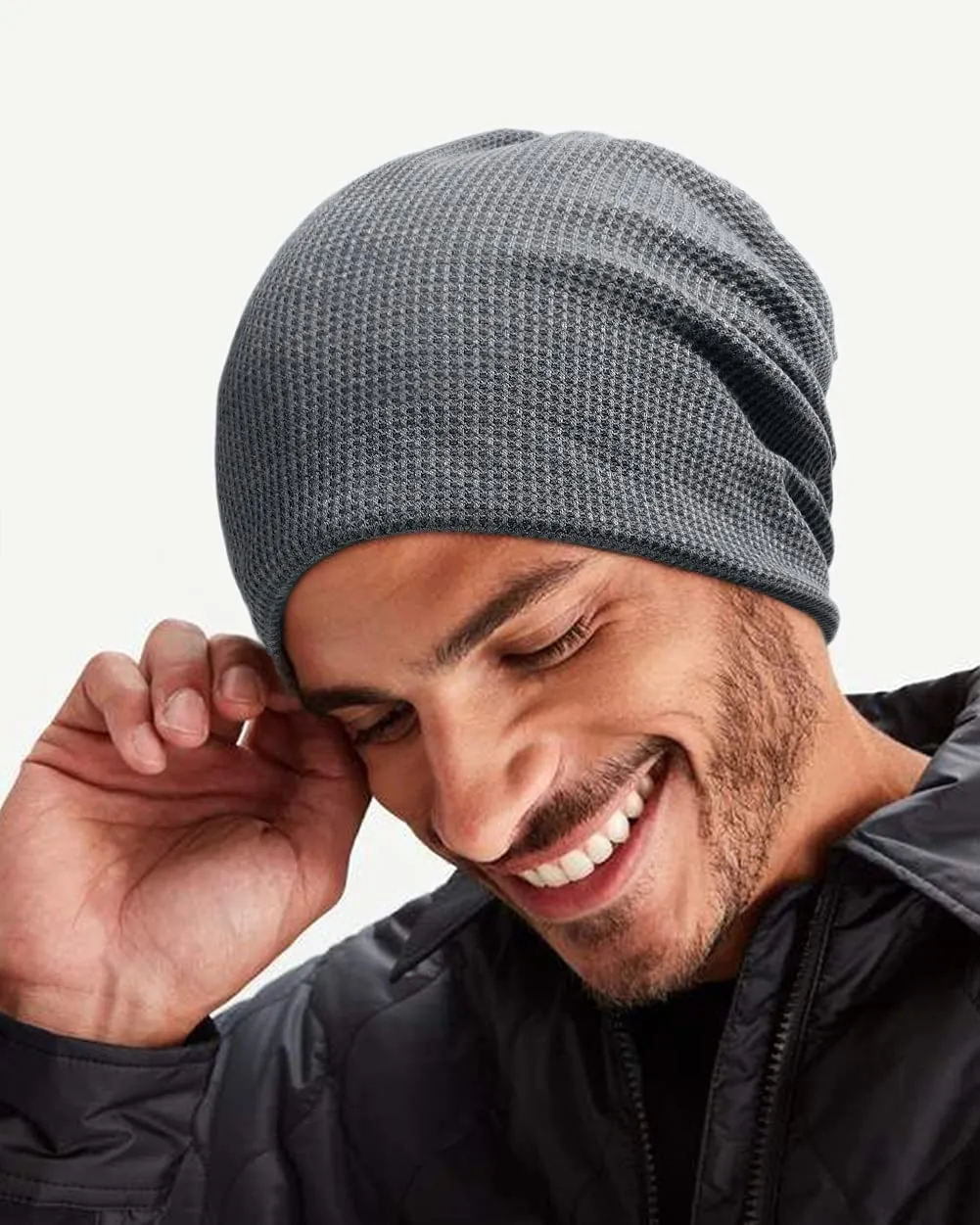 Lvaiz Knitted Beanie Waffle Slouchy Skullcap