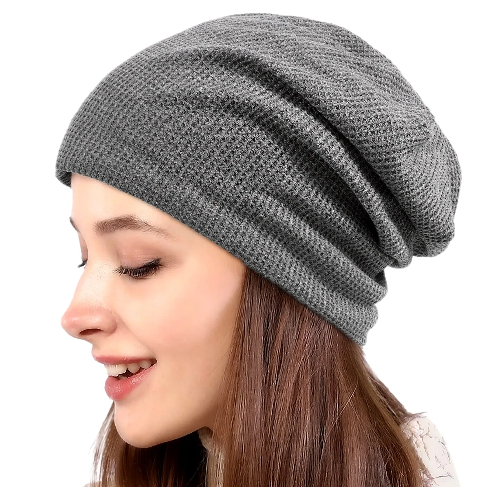 Lvaiz Knitted Beanie Waffle Slouchy Skullcap
