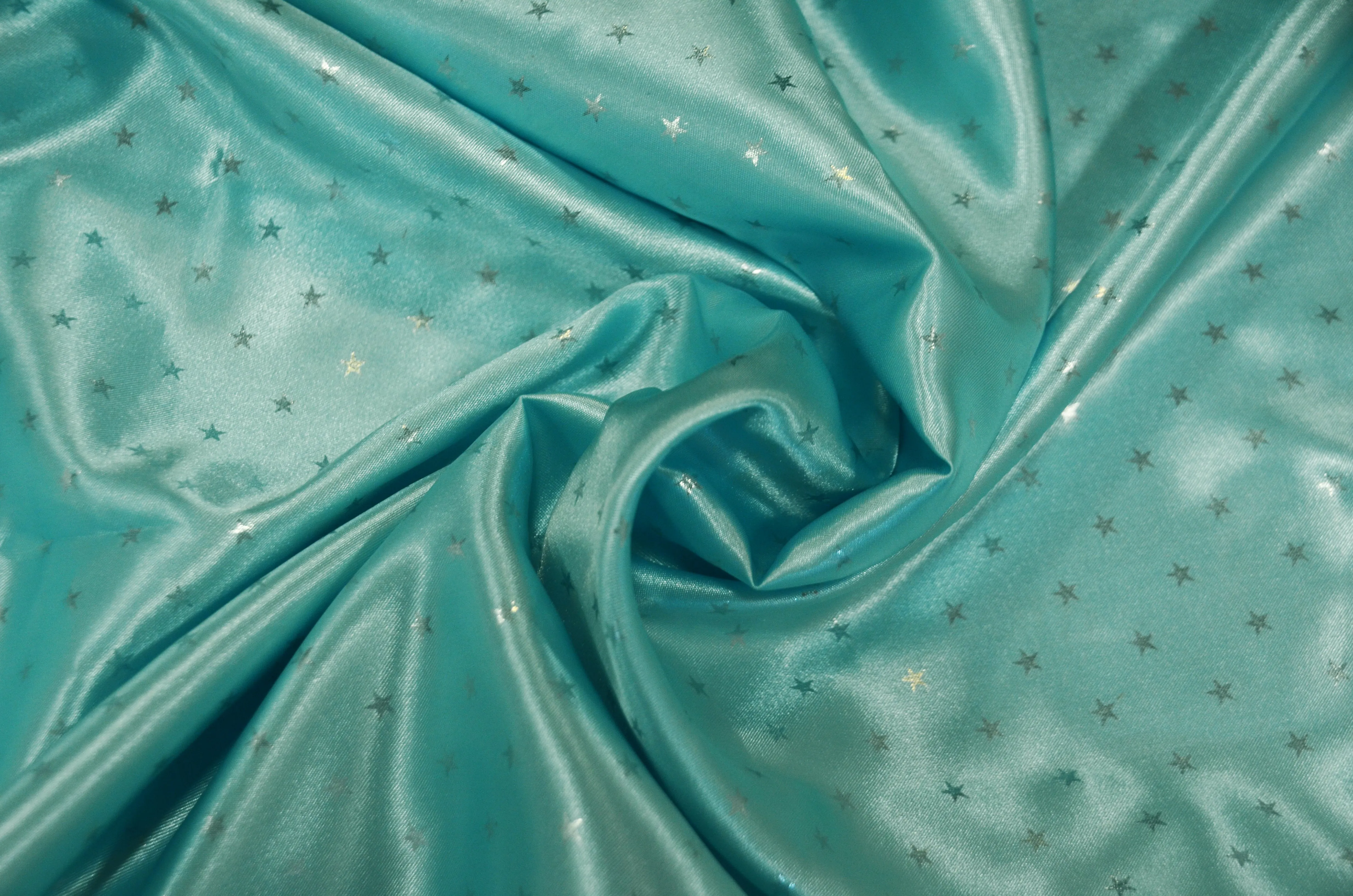 Mini Star Silky Satin Fabric | Soft Mini Star Charmeuse Satin | 60 Inch Wide | White Pink Mint