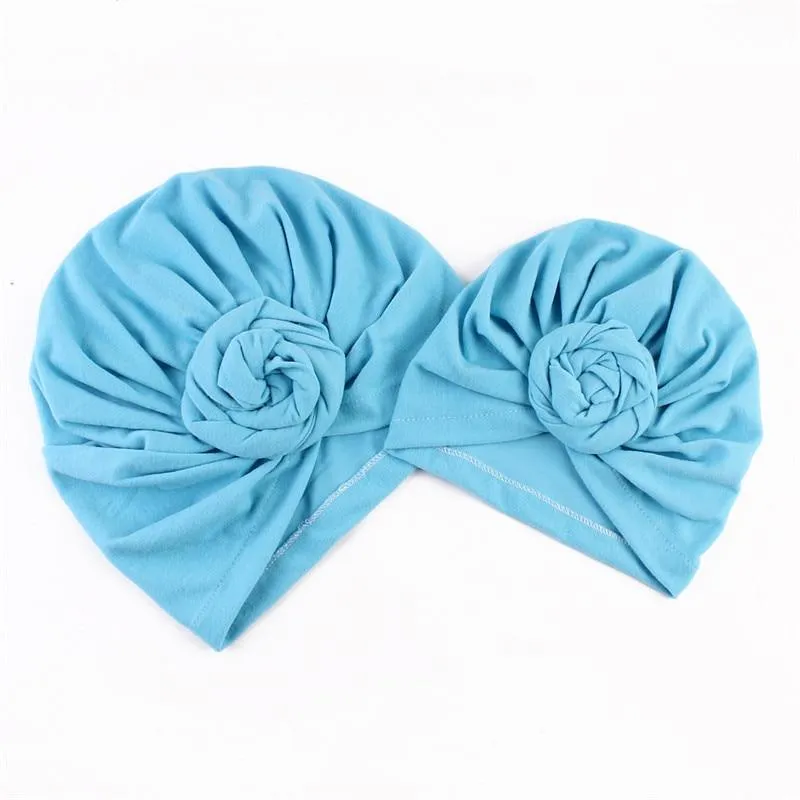Modern Cotton Hat Handmade Baby Girls Turban Hats Twist Knot Women Caps For Mom And Daughter In Elegant Design