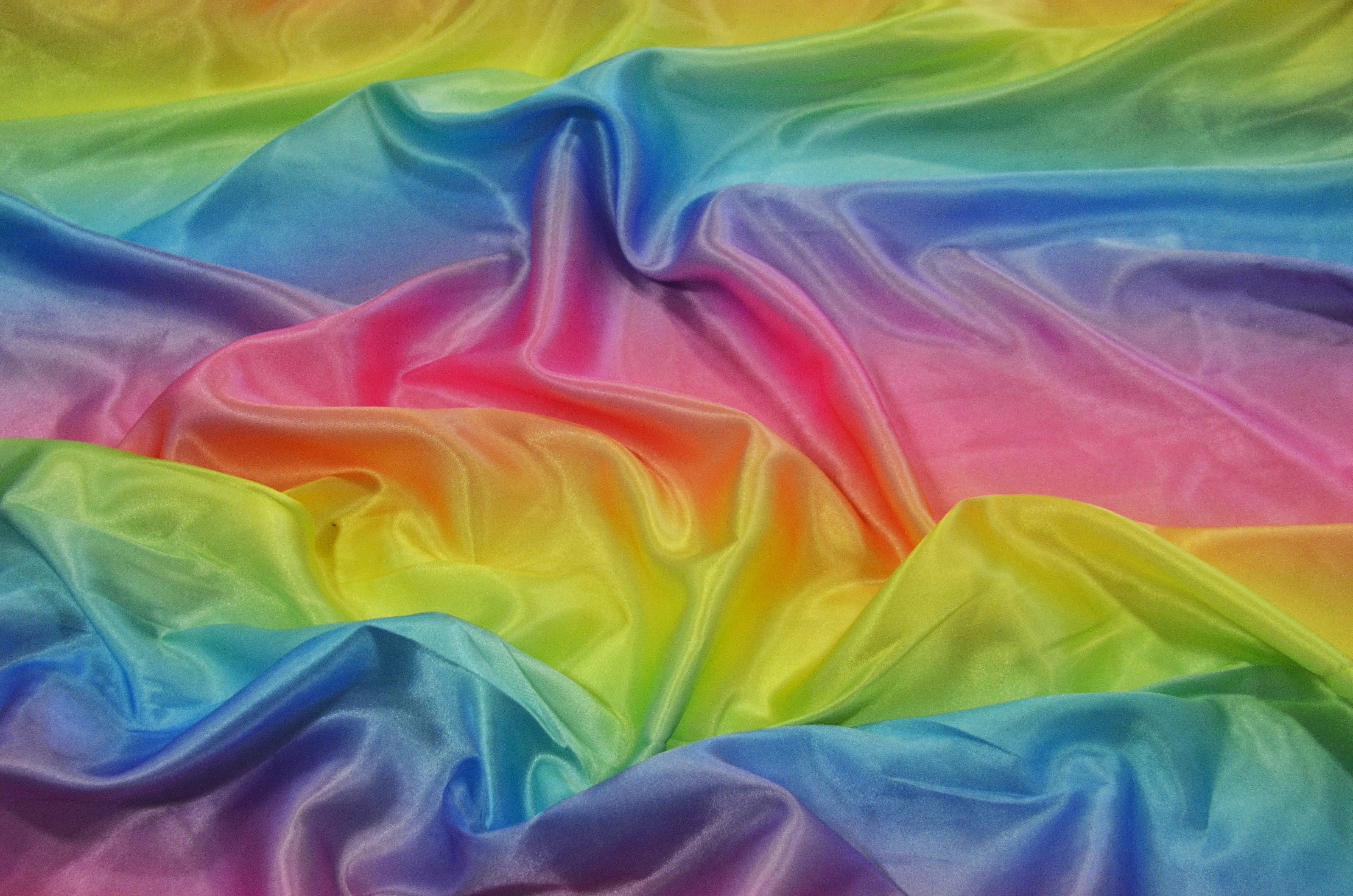 Multi Color Rainbow Satin Fabric | Rainbow Charmeuse Satin | 60 Inch Wide | Silky Ombre Satin for Dresses & Crafts