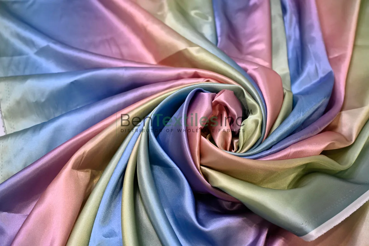 Multi Color Rainbow Satin Fabric | Rainbow Charmeuse Satin | 60 Inch Wide | Silky Ombre Satin for Dresses & Crafts