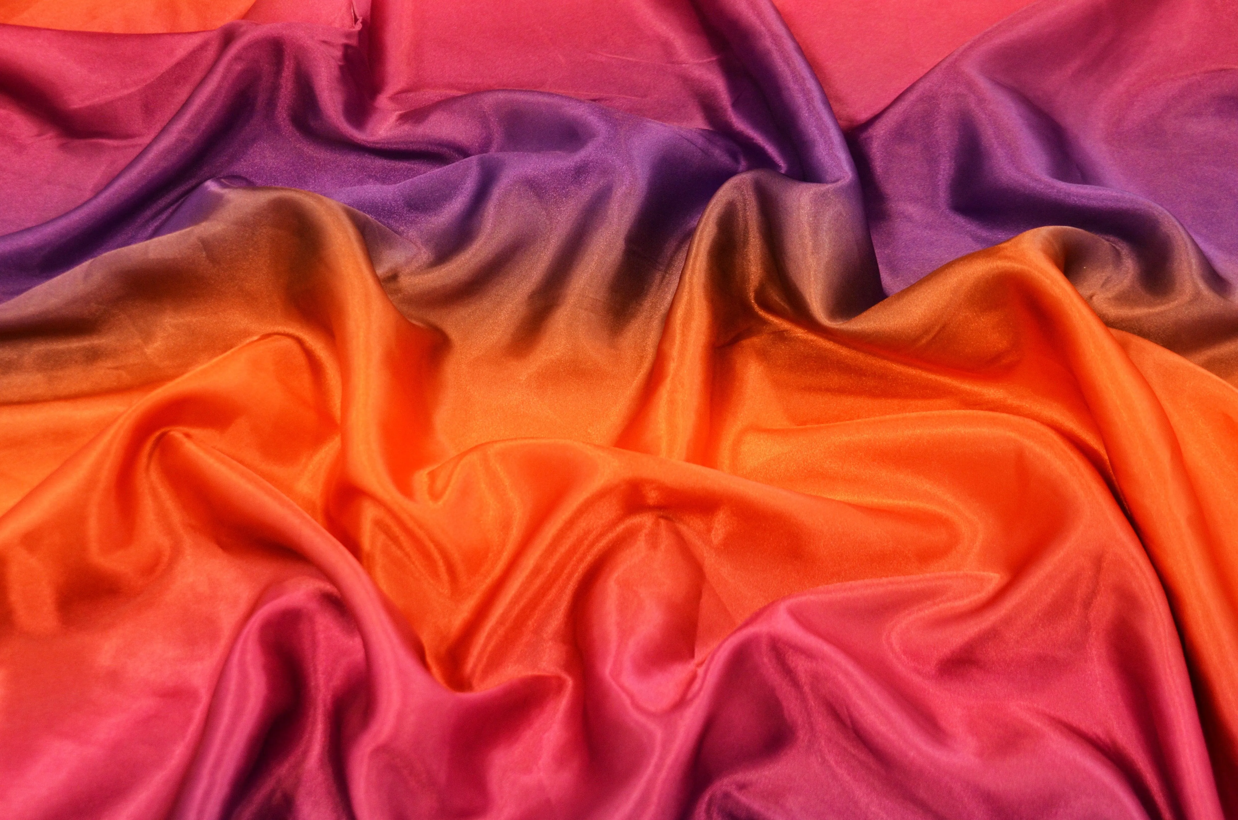 Multi Color Rainbow Satin Fabric | Rainbow Charmeuse Satin | 60 Inch Wide | Silky Ombre Satin for Dresses & Crafts
