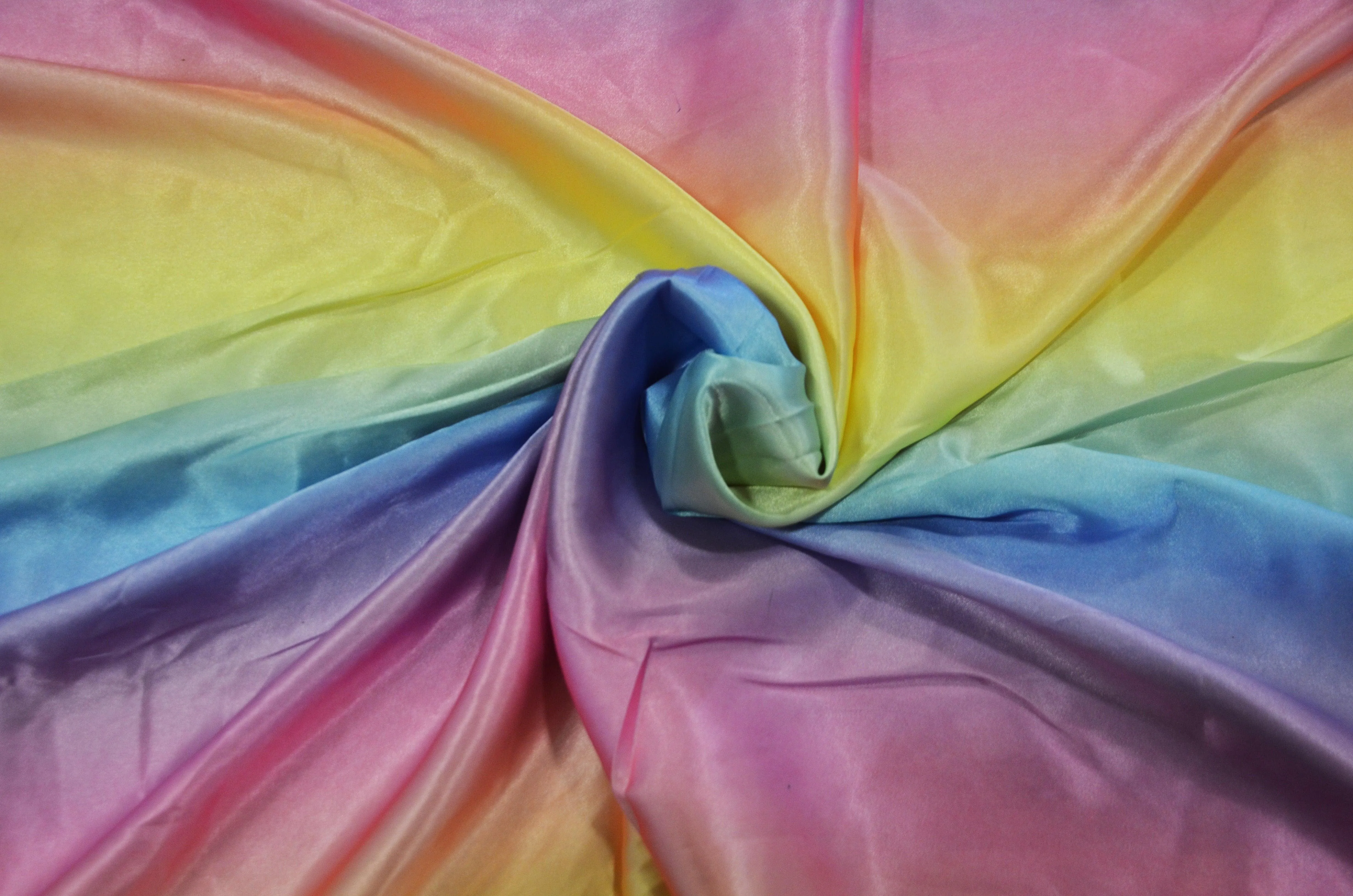 Multi Color Rainbow Satin Fabric | Rainbow Charmeuse Satin | 60 Inch Wide | Silky Ombre Satin for Dresses & Crafts