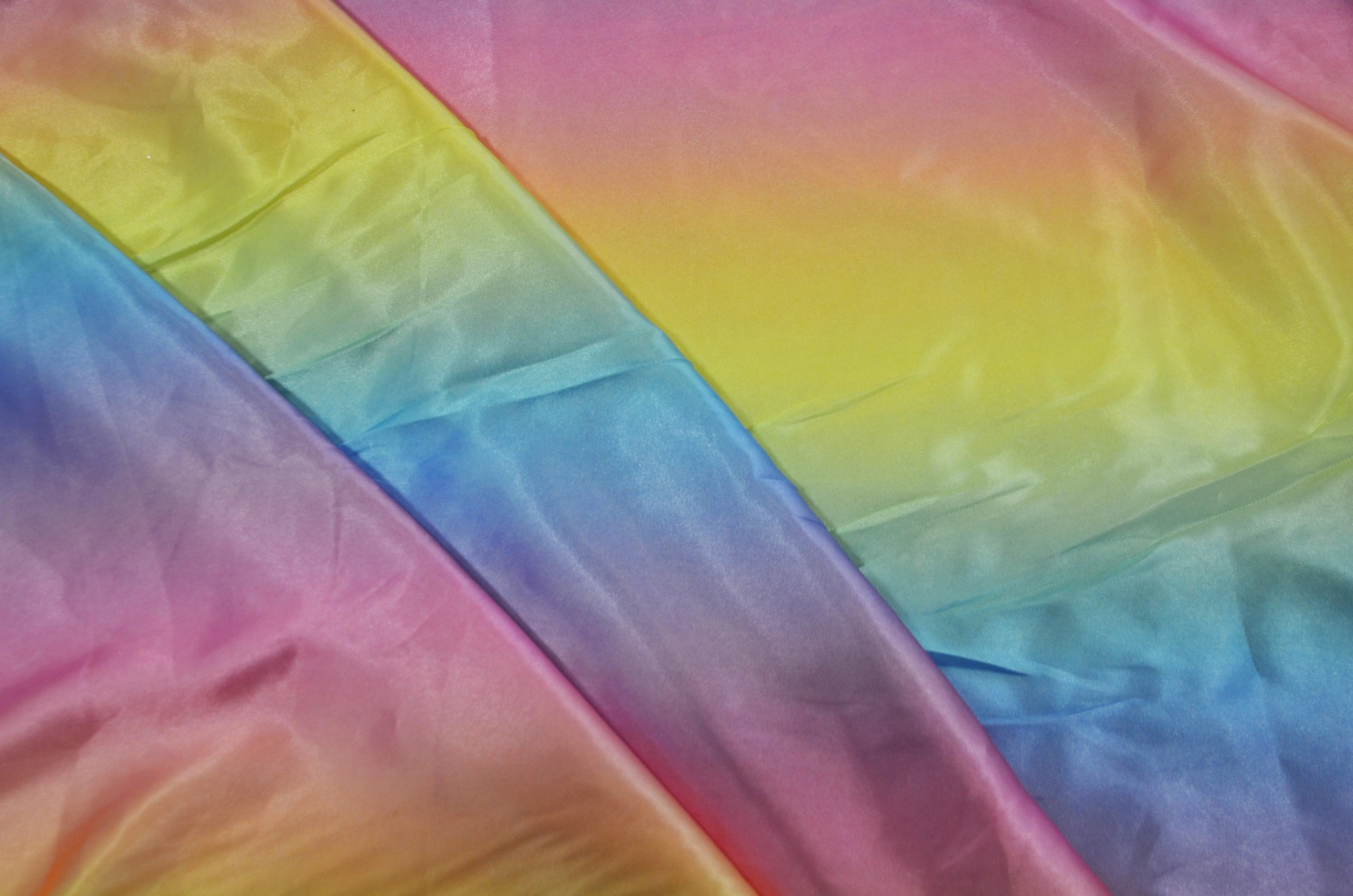 Multi Color Rainbow Satin Fabric | Rainbow Charmeuse Satin | 60 Inch Wide | Silky Ombre Satin for Dresses & Crafts