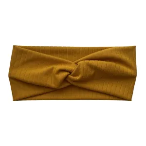 Mustard Ribbed Faux Knot Headband