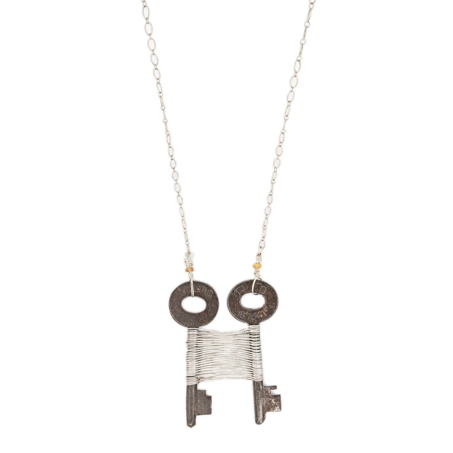 Nancsi - Exoskeleton - Skeleton Key Woven Silver Necklace