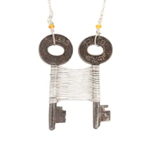Nancsi - Exoskeleton - Skeleton Key Woven Silver Necklace