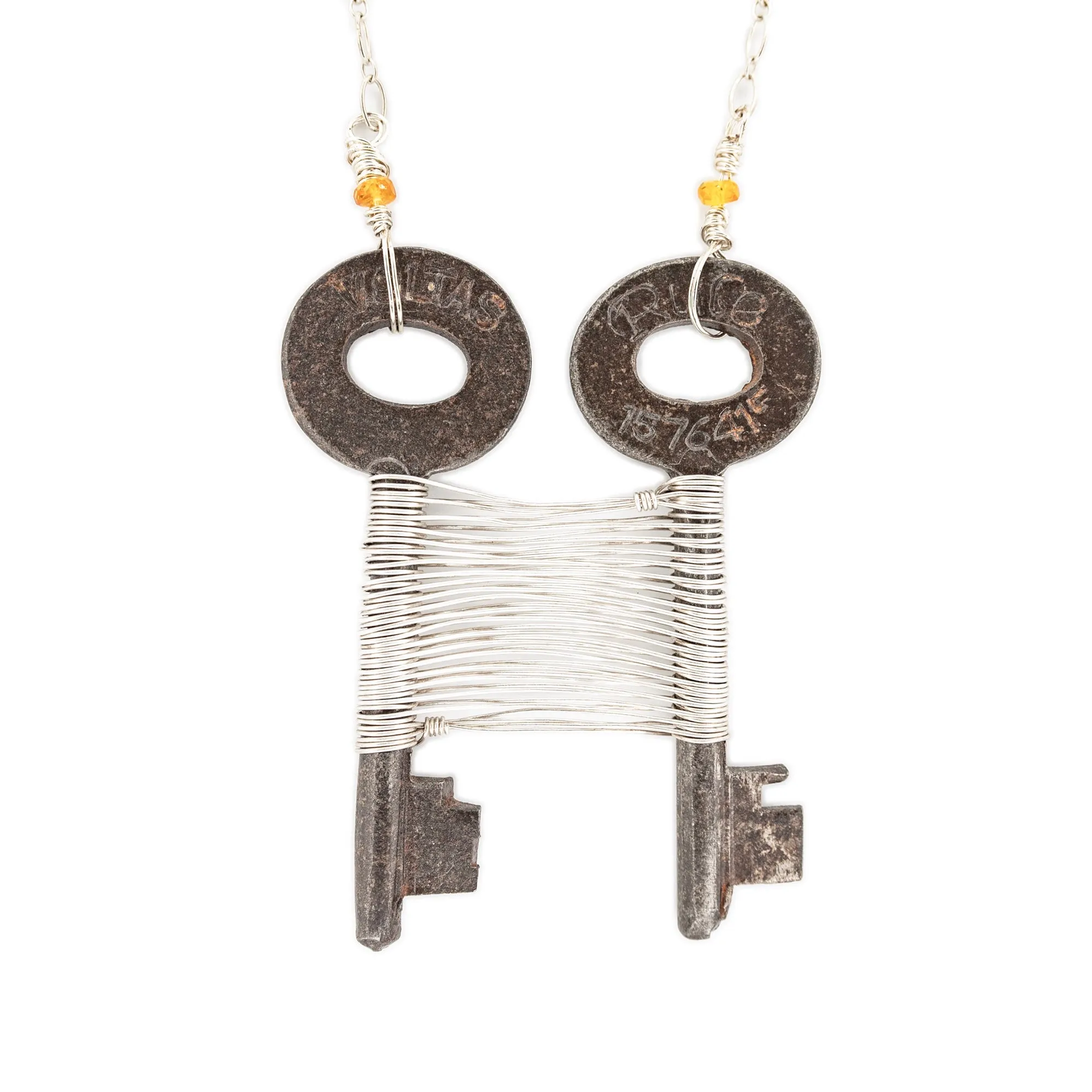 Nancsi - Exoskeleton - Skeleton Key Woven Silver Necklace