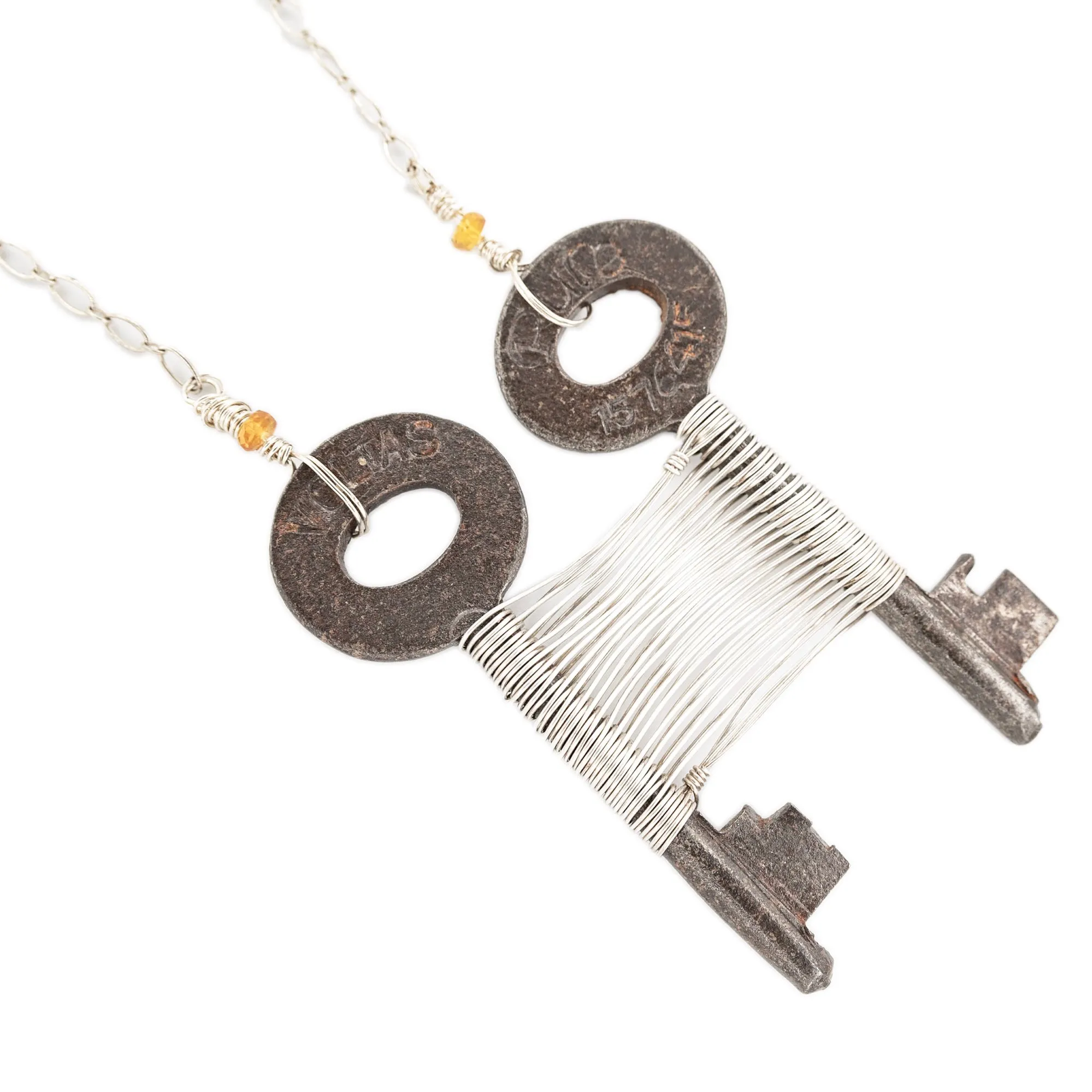 Nancsi - Exoskeleton - Skeleton Key Woven Silver Necklace