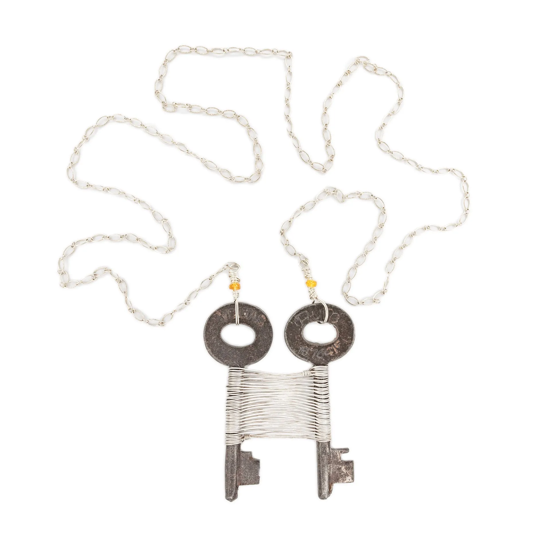 Nancsi - Exoskeleton - Skeleton Key Woven Silver Necklace