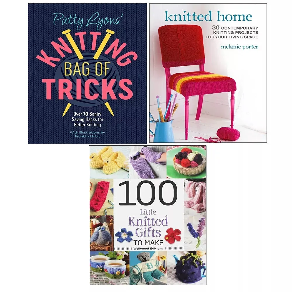 Patty Lyons Knitting Bag Of Tricks,100 Little Knitted Gifts,Knitted Home 3 Books Set