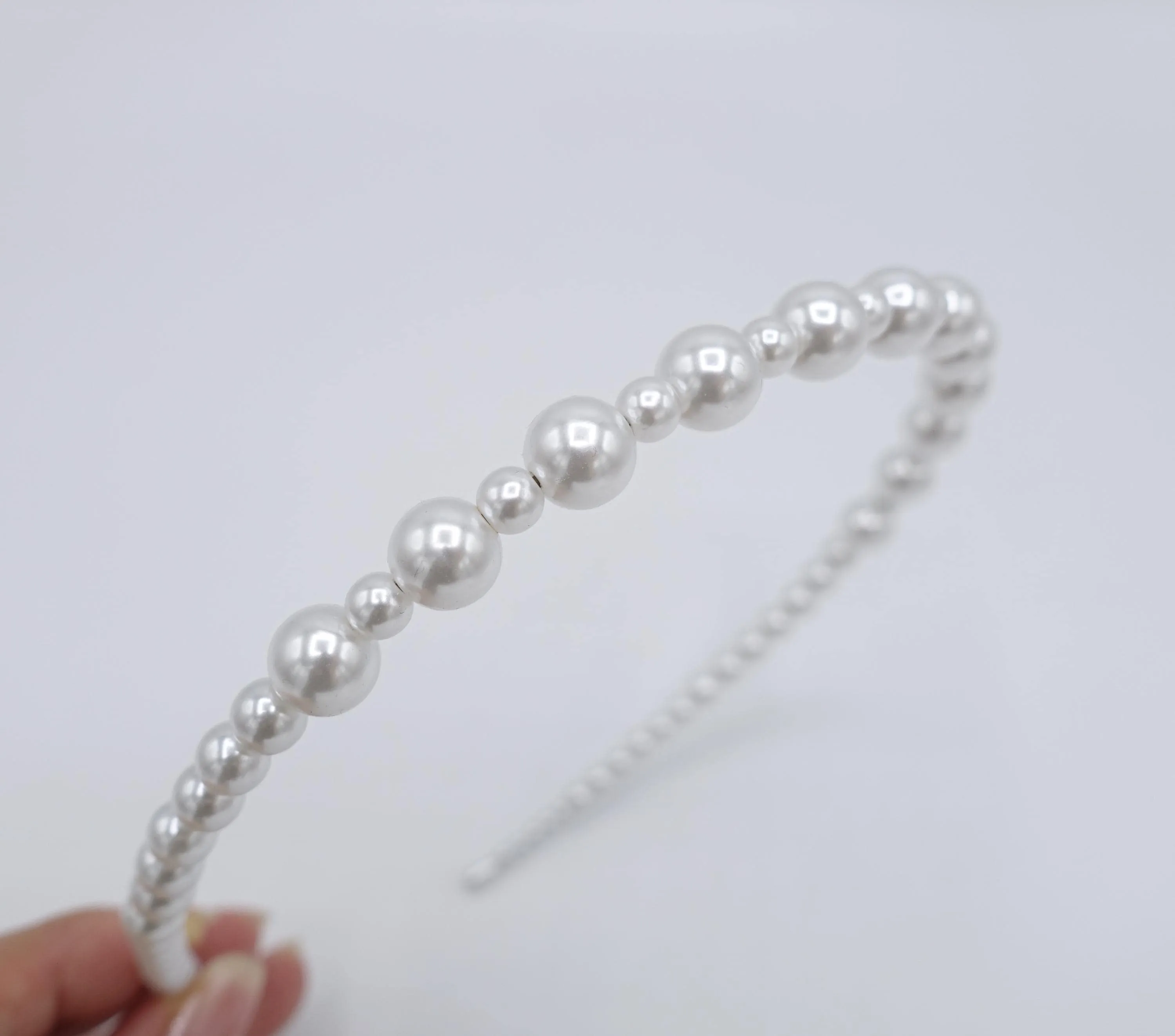 pearl headband, elegant headband, graduated headband for women