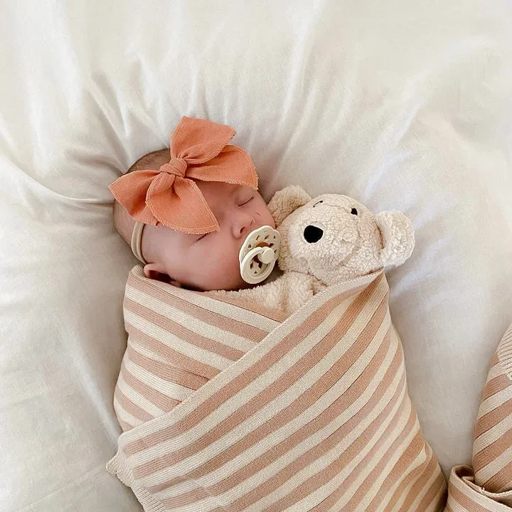 Pop Ya Tot Linen Bow Headband - Coral