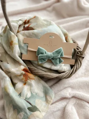 Pop Ya Tot Velvet Bow Headband - Teal