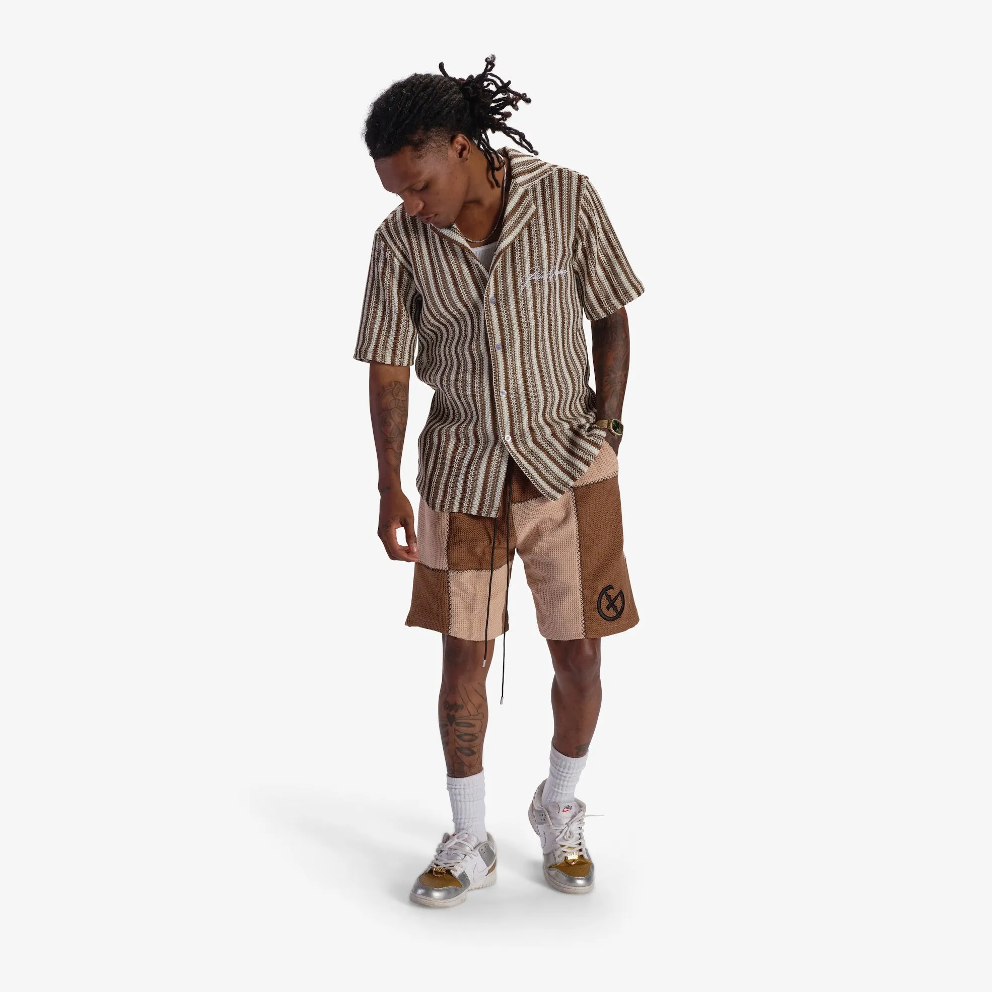 "Ritz" Button-Up (brown stripe)