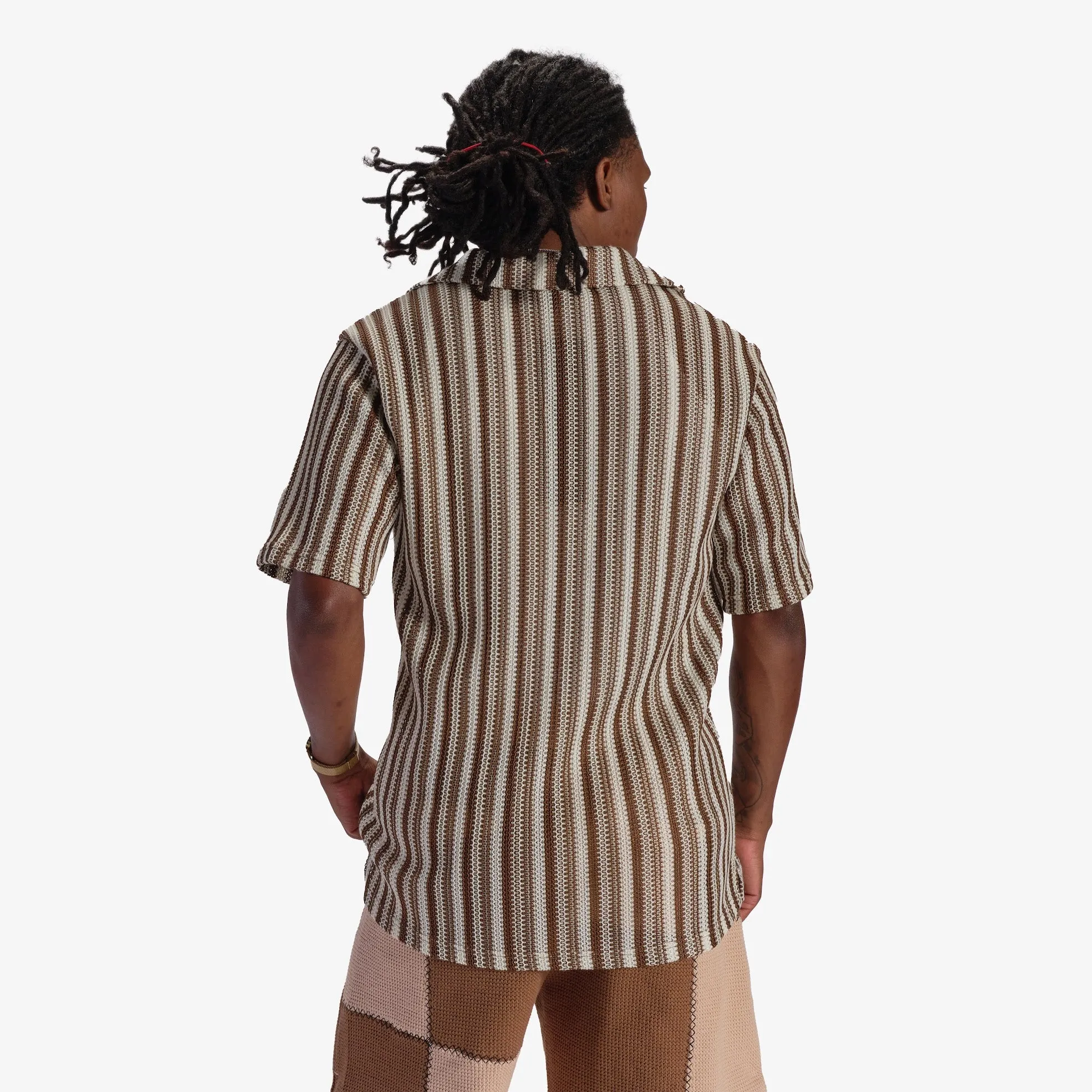 "Ritz" Button-Up (brown stripe)