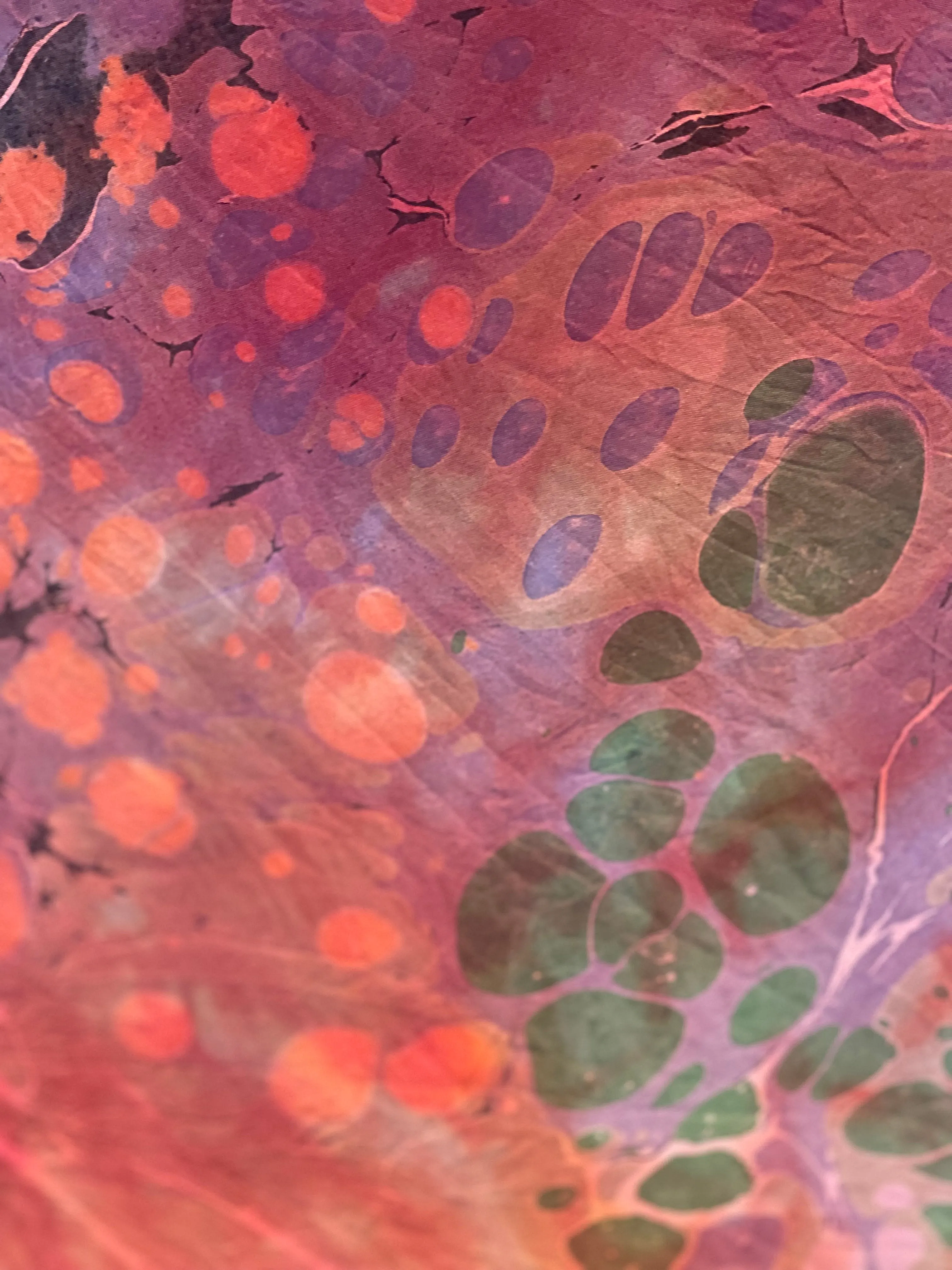 Rainbow dyed Sarong Wrap 44x69 water marbled Habotai Silk random.