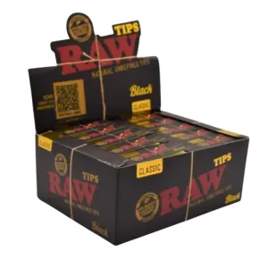 RAW Authentic Black Perforated Tips (50 Count Per Display)