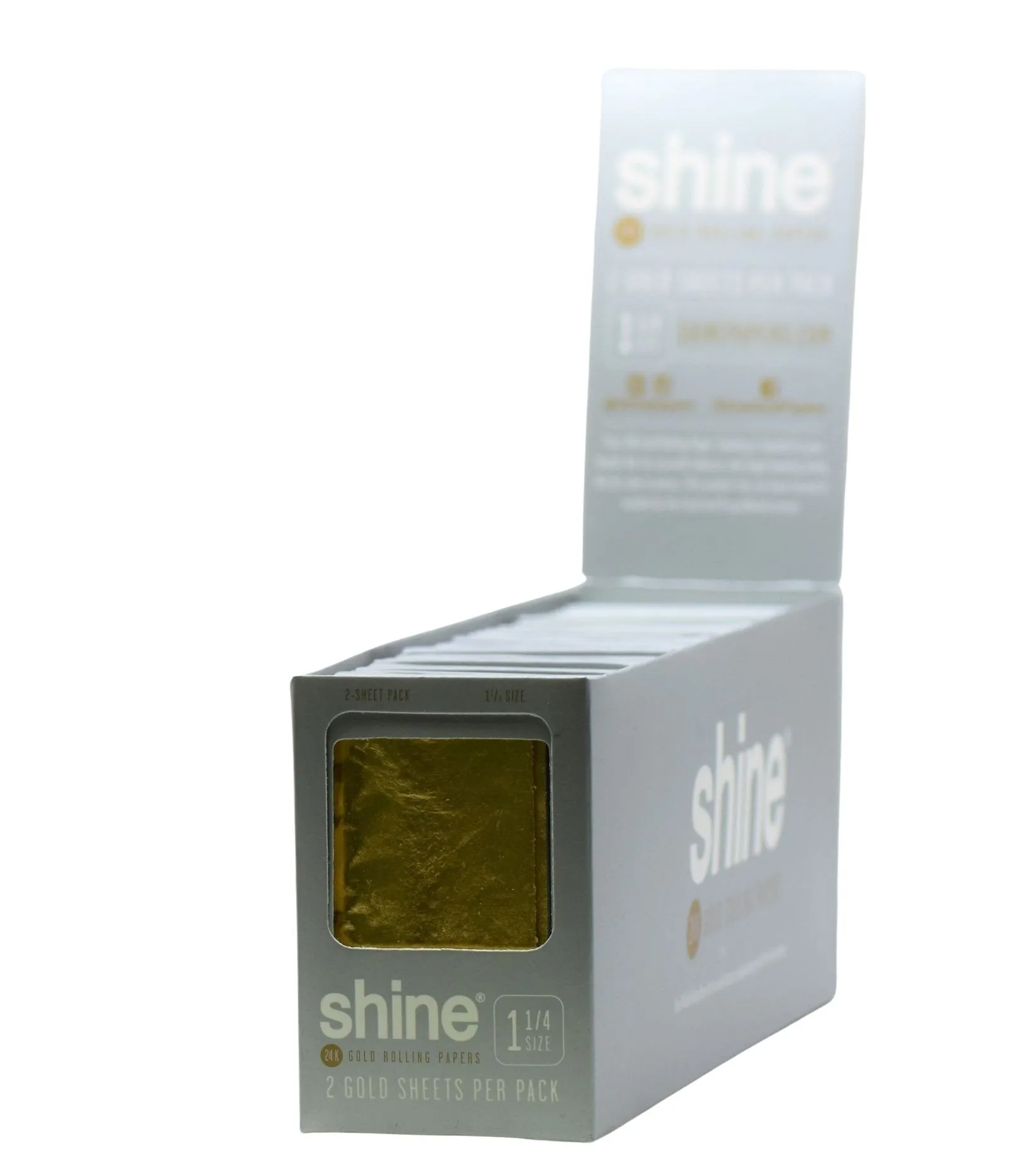 SHINE 24K Gold Rolling Papers 1 1/4 Size 2 Sheets (36 Pack Display)