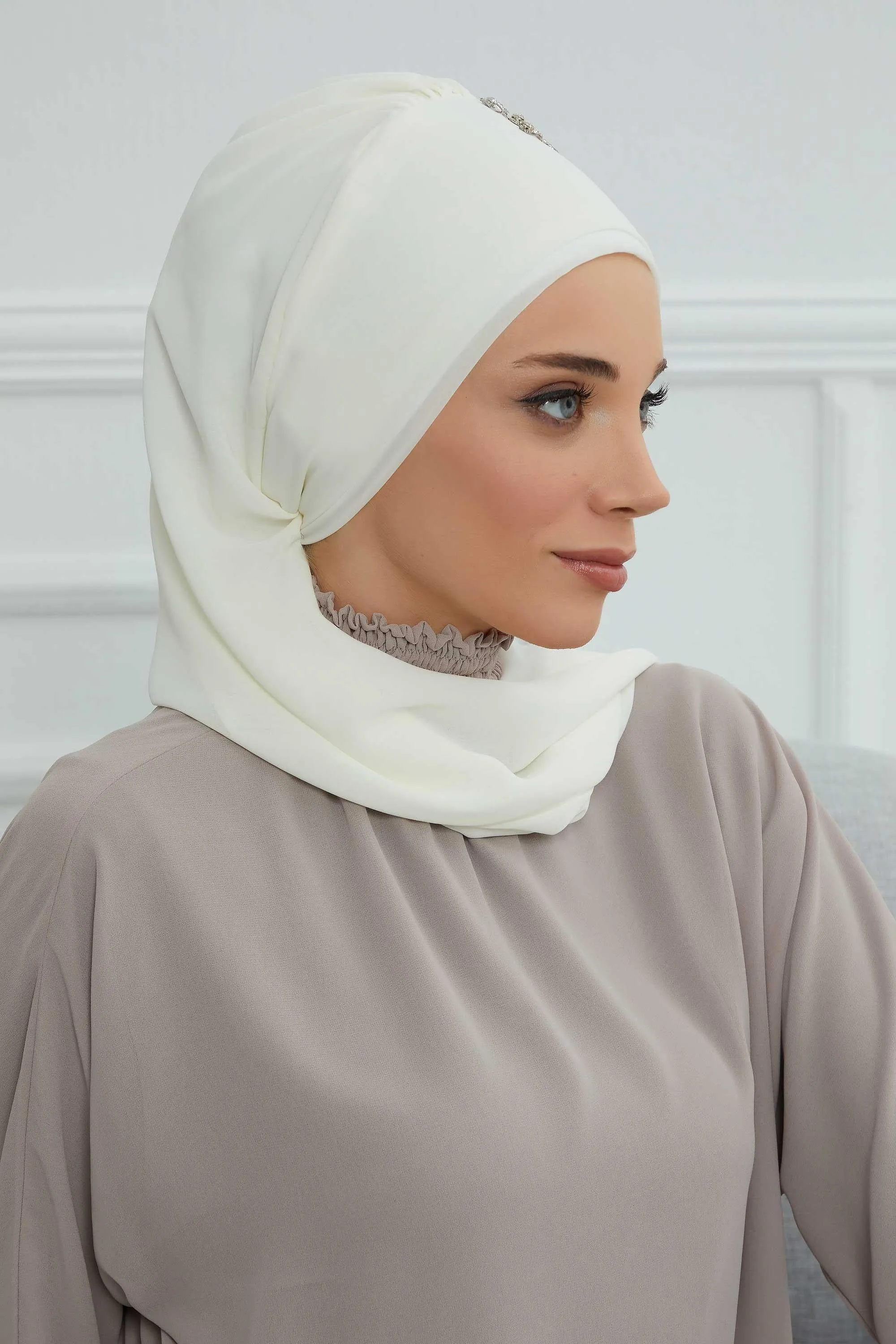 Side Frilled Instant Turban Chiffon Scarf Head Turbans with Unique Accessory For Women Headwear Stylish Elegant Design,HT-100