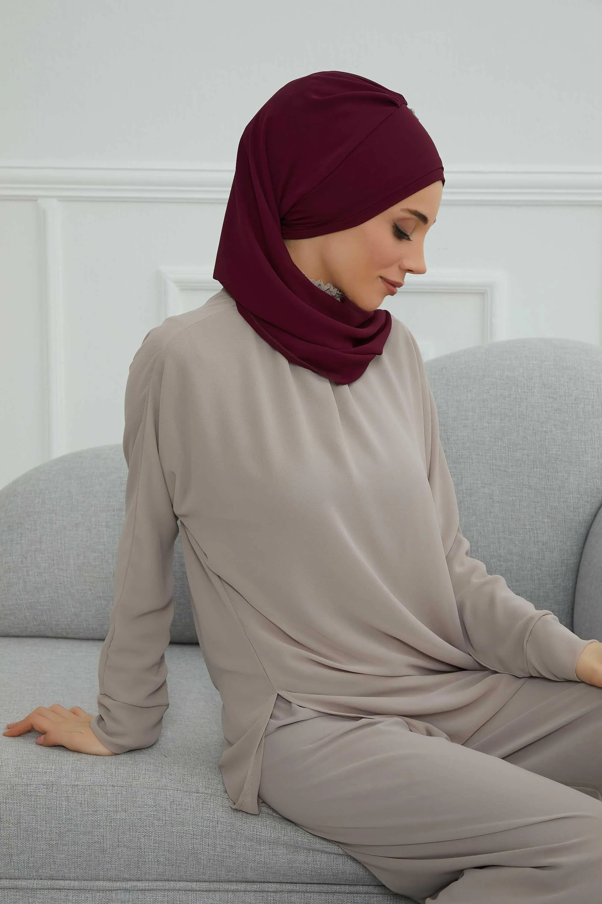 Side Frilled Instant Turban Chiffon Scarf Head Turbans with Unique Accessory For Women Headwear Stylish Elegant Design,HT-100