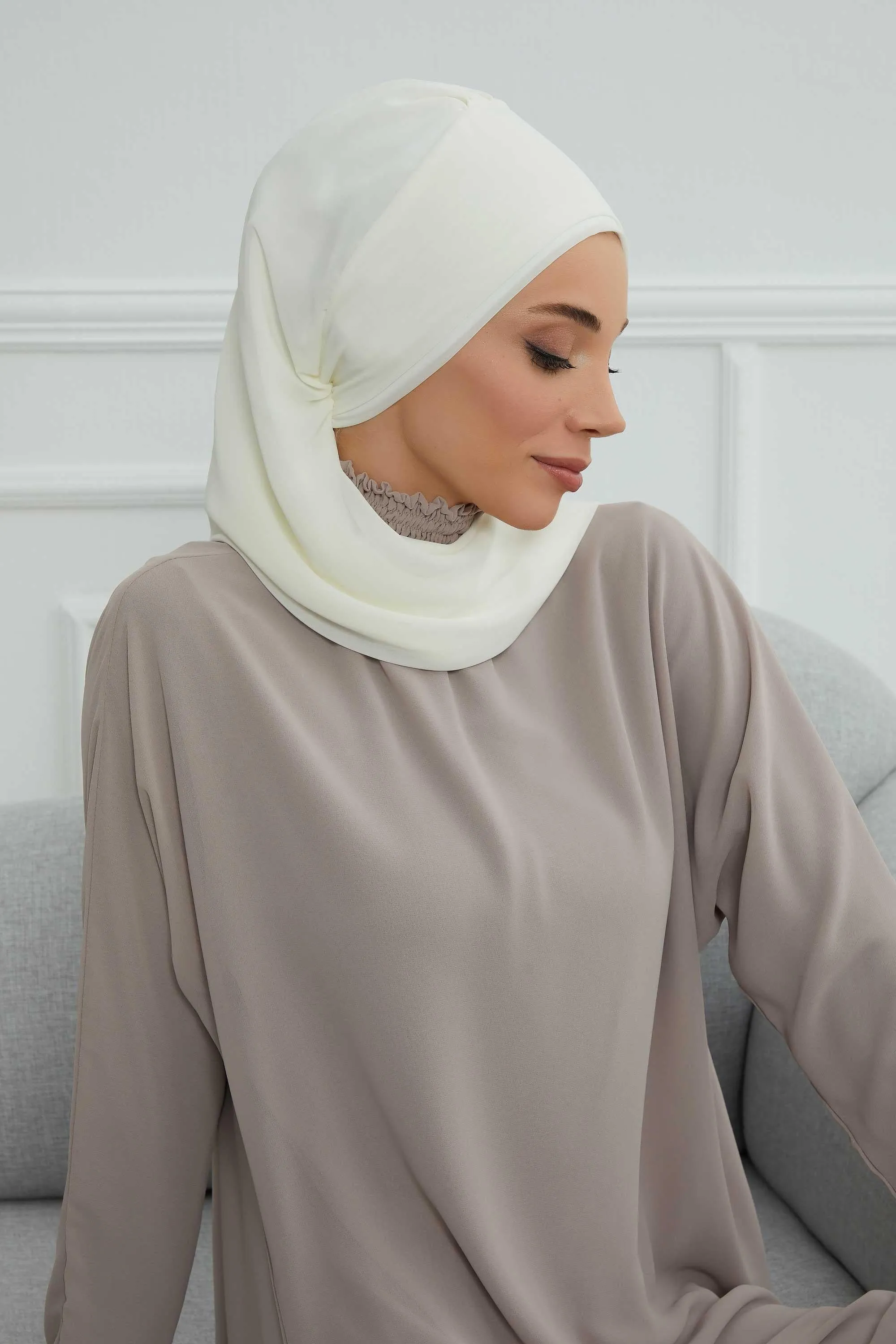 Side Frilled Instant Turban Chiffon Scarf Head Turbans with Unique Flower Accessory For Women Headwear Stylish Elegant Design,HT-102