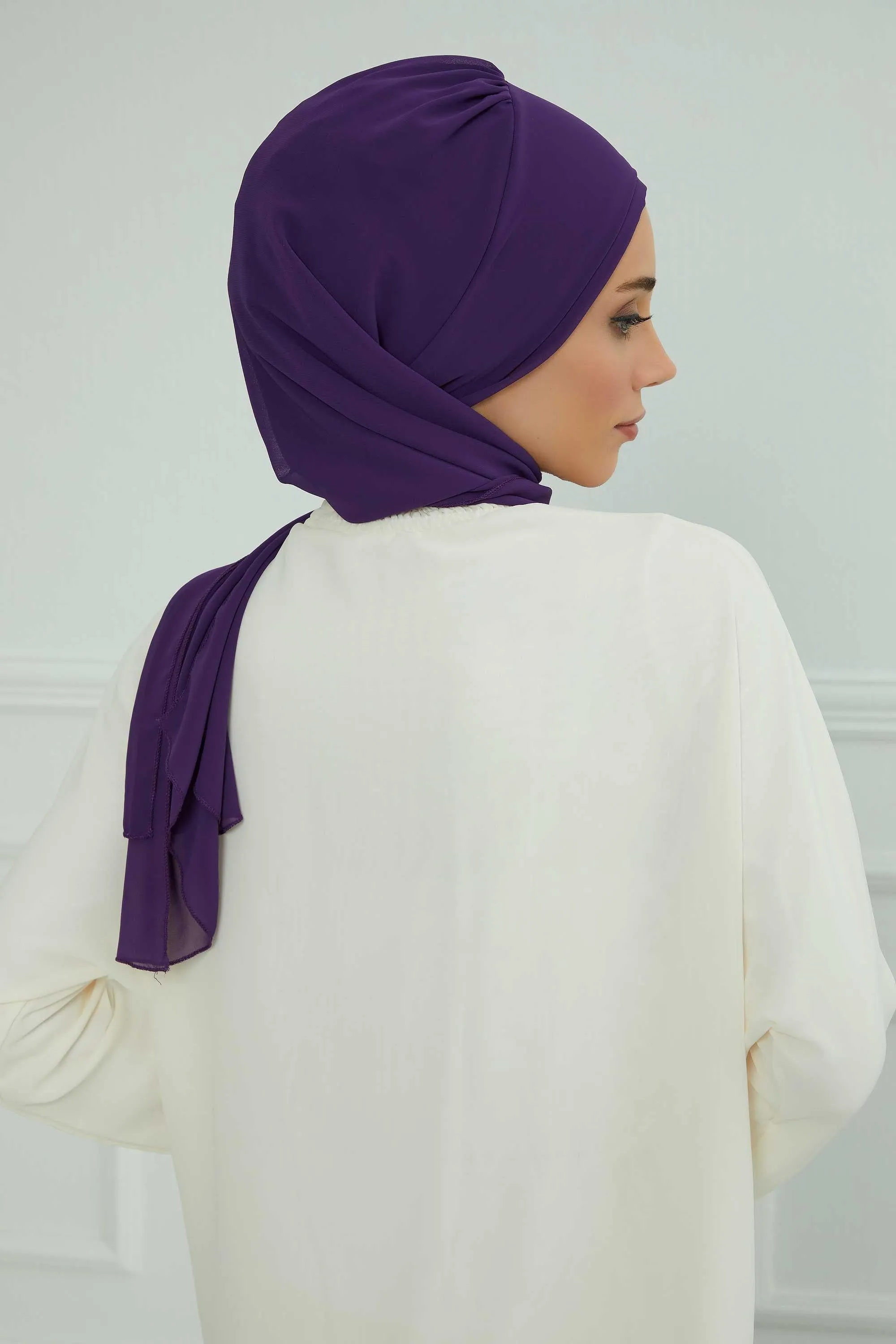 Side Frilled Instant Turban Chiffon Scarf Head Turbans with Unique Flower Accessory For Women Headwear Stylish Elegant Design,HT-102