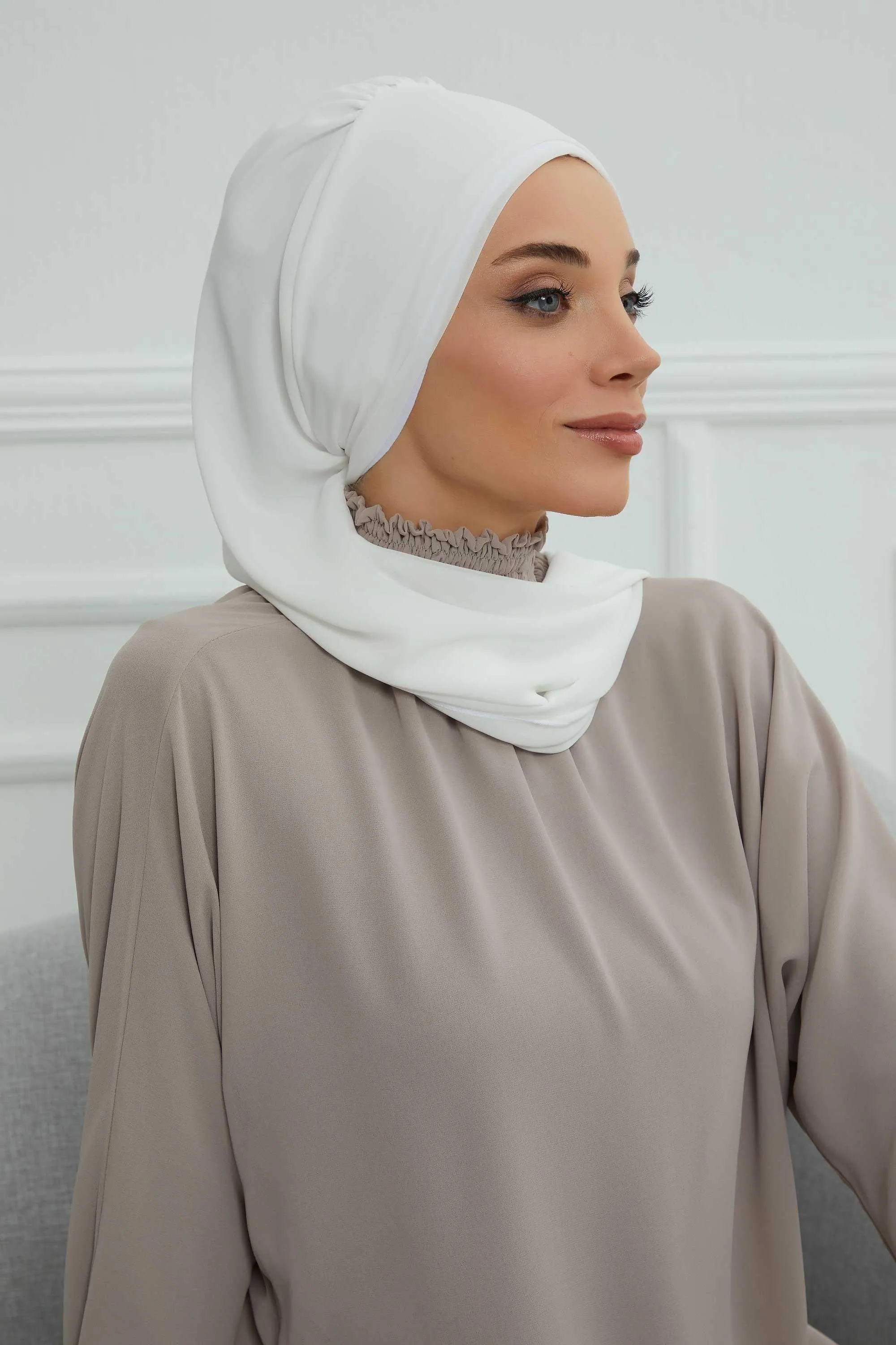 Side Frilled Instant Turban Chiffon Scarf Head Turbans with Unique Flower Accessory For Women Headwear Stylish Elegant Design,HT-102