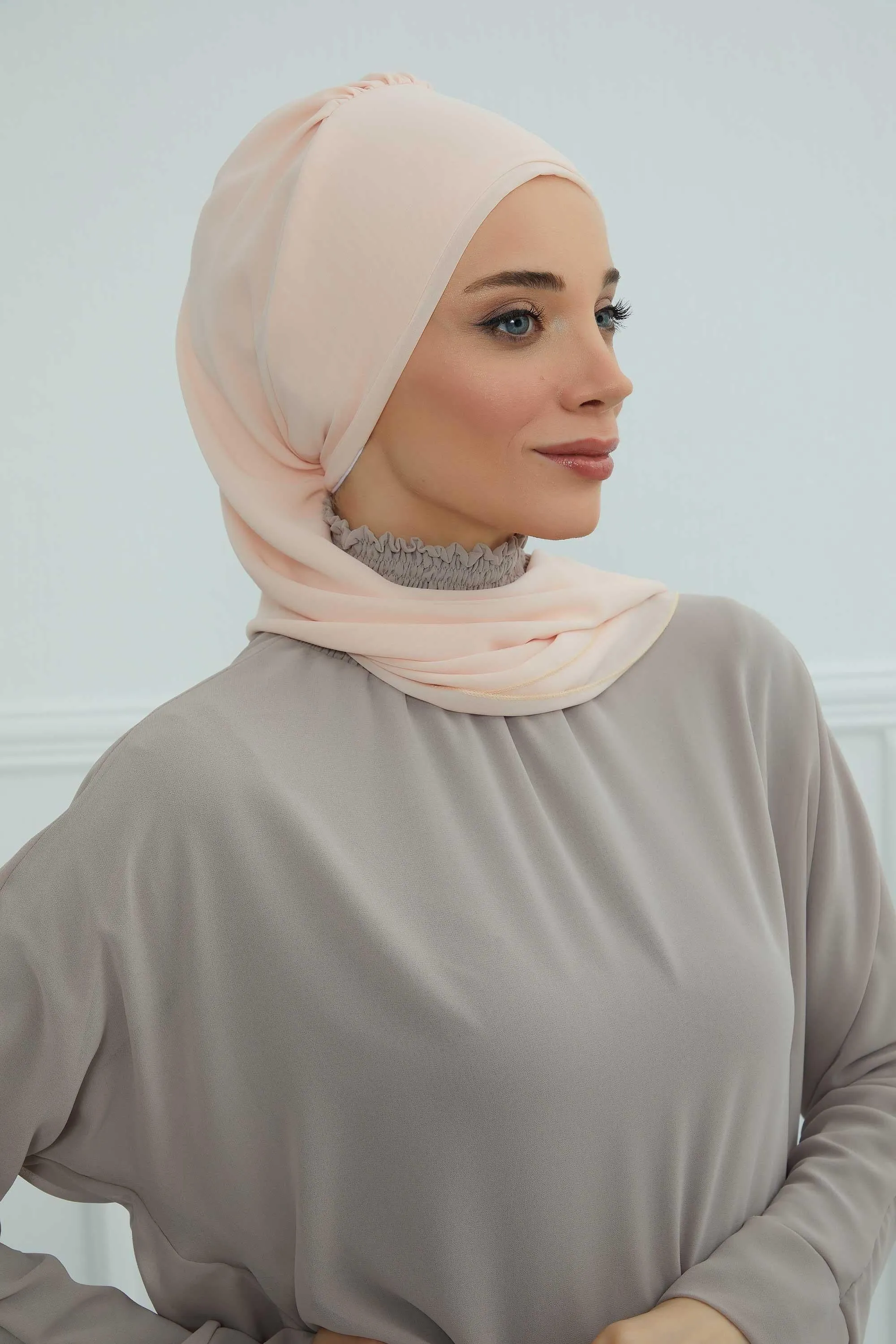 Side Frilled Instant Turban Chiffon Scarf Head Turbans with Unique Flower Accessory For Women Headwear Stylish Elegant Design,HT-102