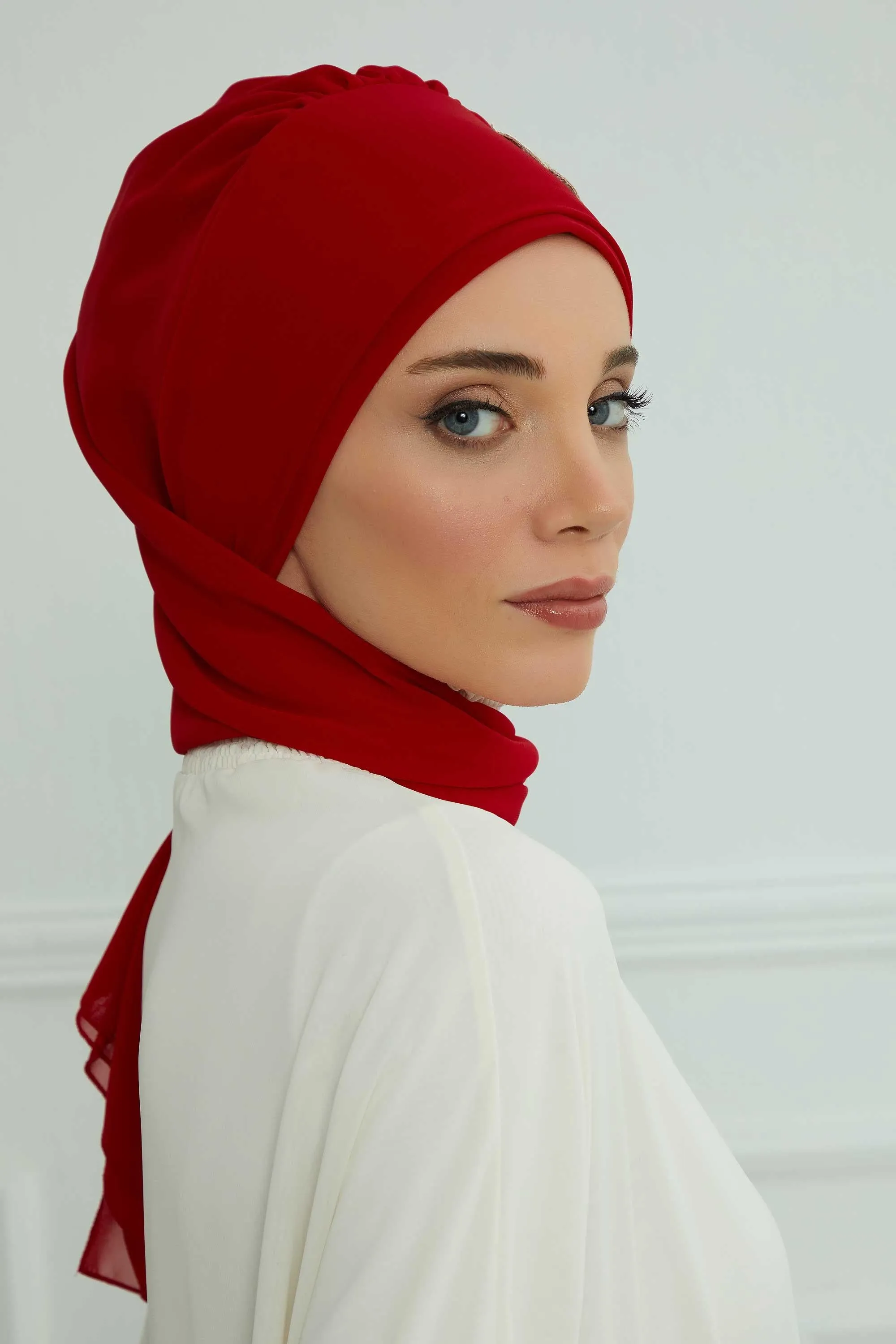 Side Frilled Instant Turban Chiffon Scarf Head Turbans with Unique Flower Accessory For Women Headwear Stylish Elegant Design,HT-102