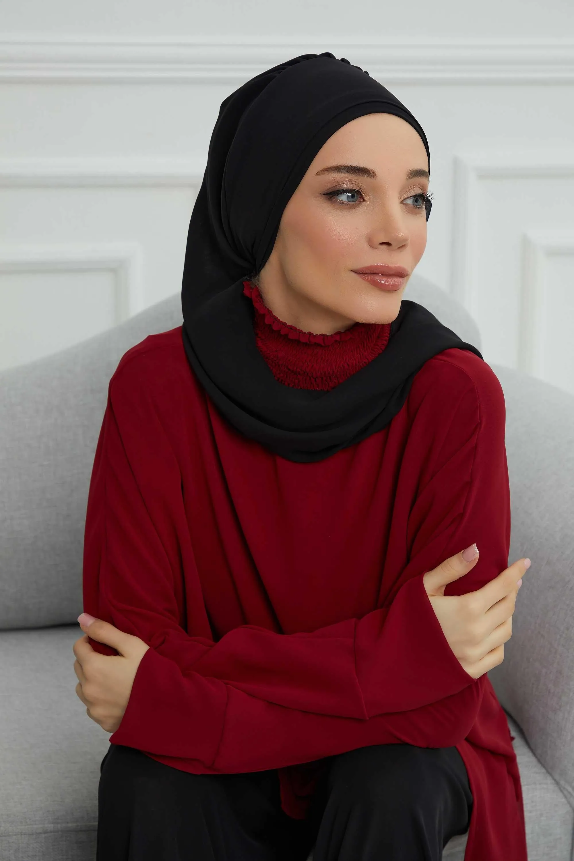 Side Frilled Instant Turban Cotton Scarf Head Turbans with Unique Jewellery Stone Accessory For Women Headwear Stylish Elegant Design,HT-106
