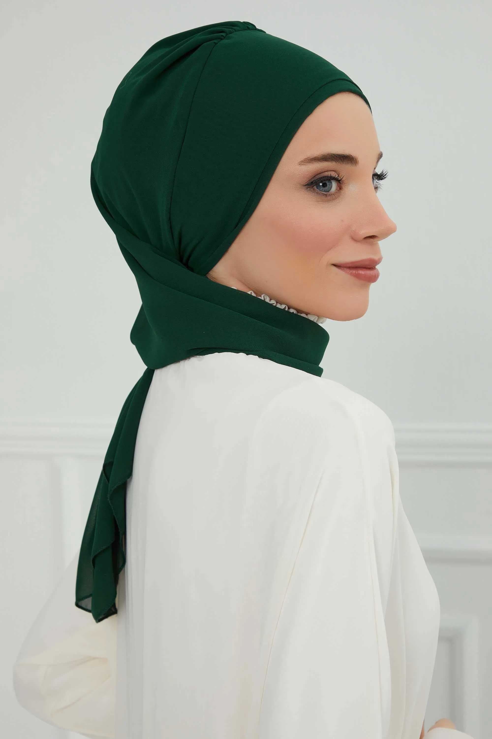 Side Frilled Instant Turban Cotton Scarf Head Turbans with Unique Jewellery Stone Accessory For Women Headwear Stylish Elegant Design,HT-106