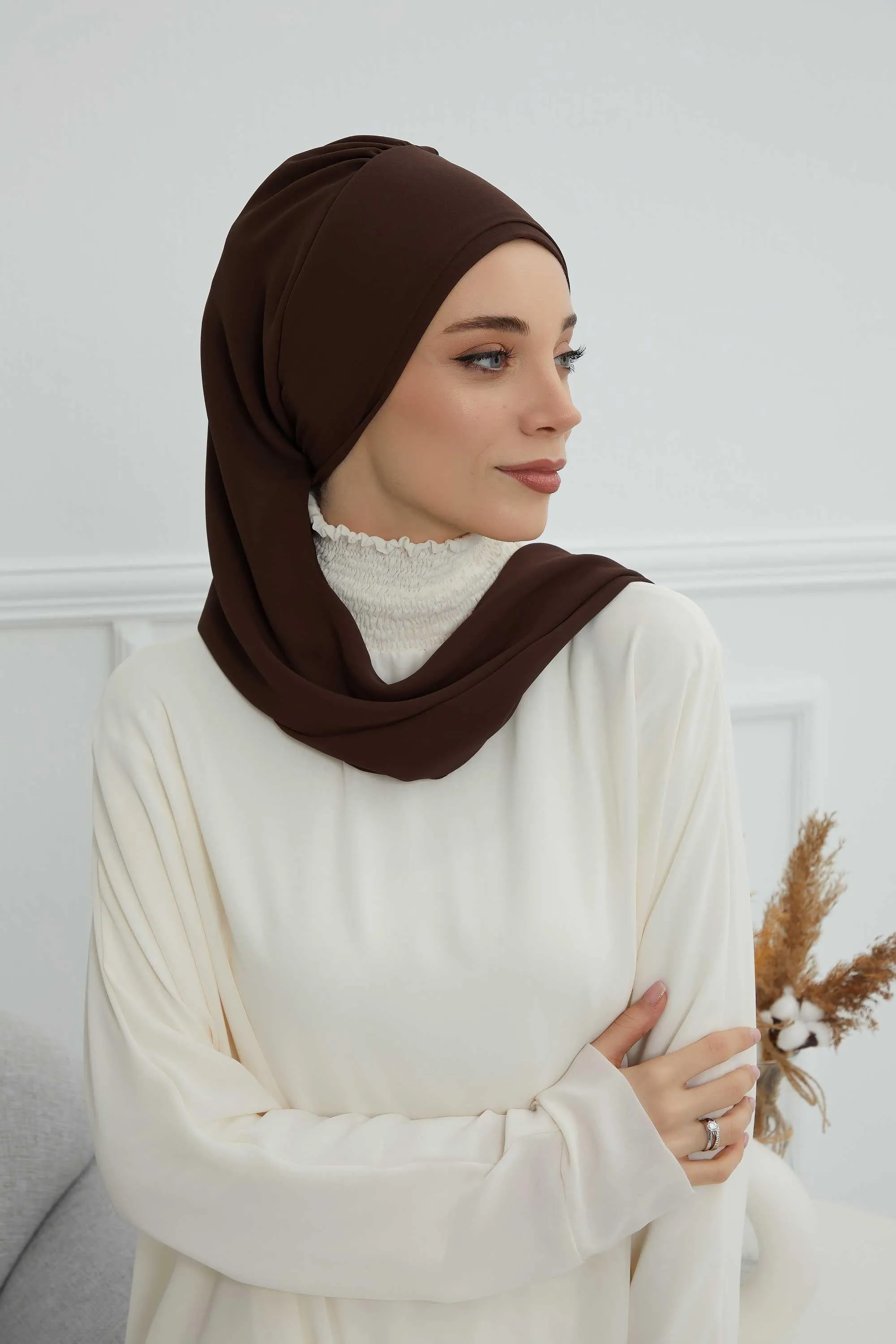Side Frilled Instant Turban Cotton Scarf Head Turbans with Unique Jewellery Stone Accessory For Women Headwear Stylish Elegant Design,HT-106