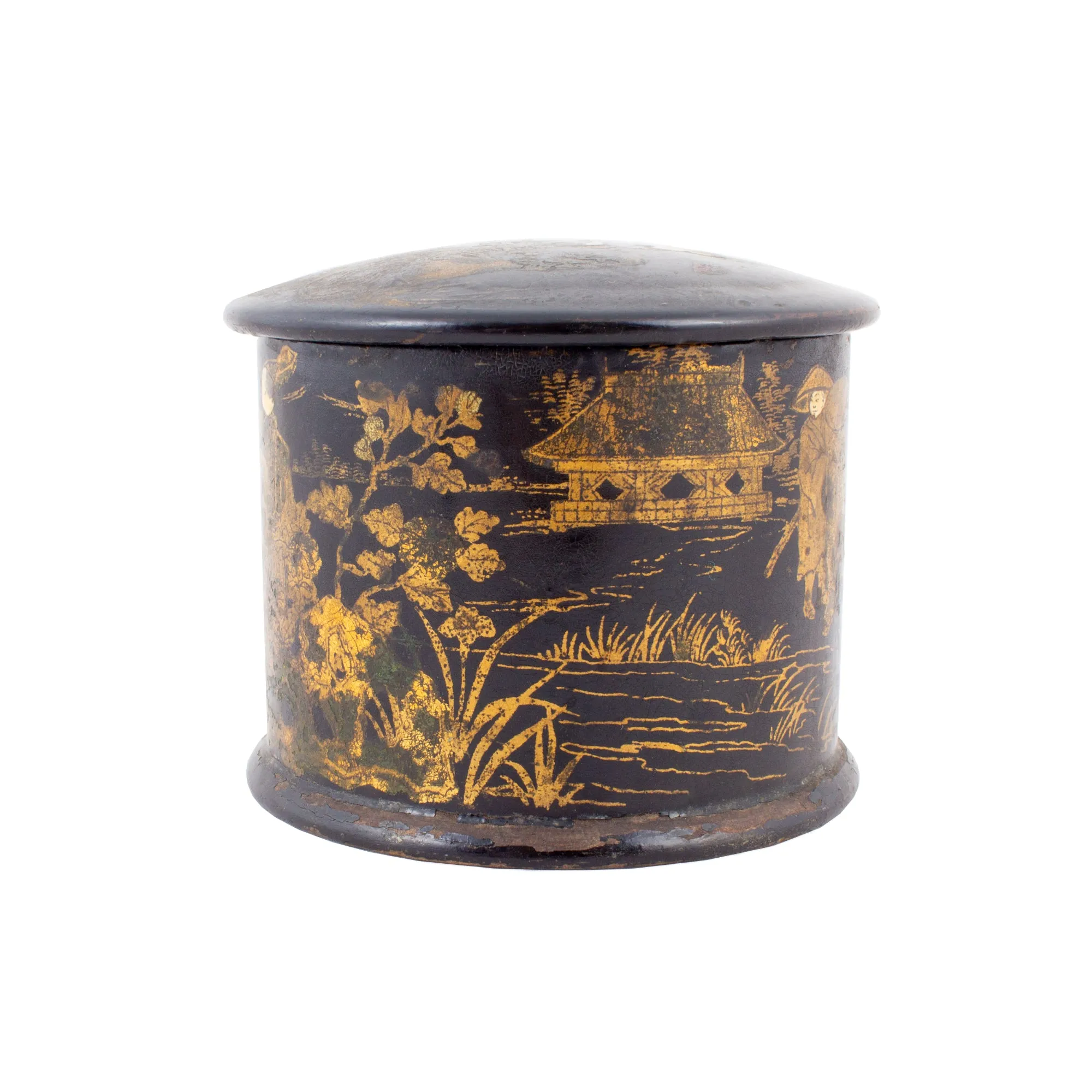 Small Antique French Chinoiserie Powder Box