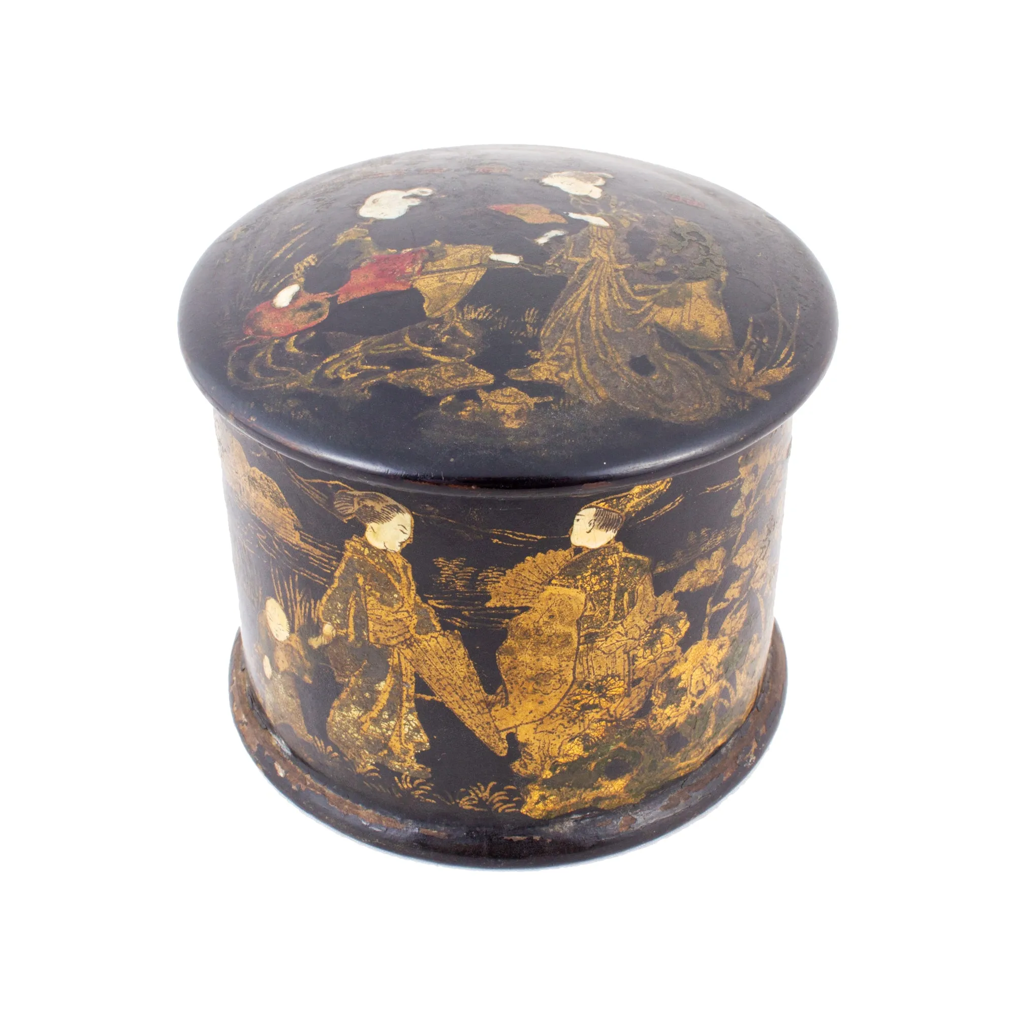 Small Antique French Chinoiserie Powder Box
