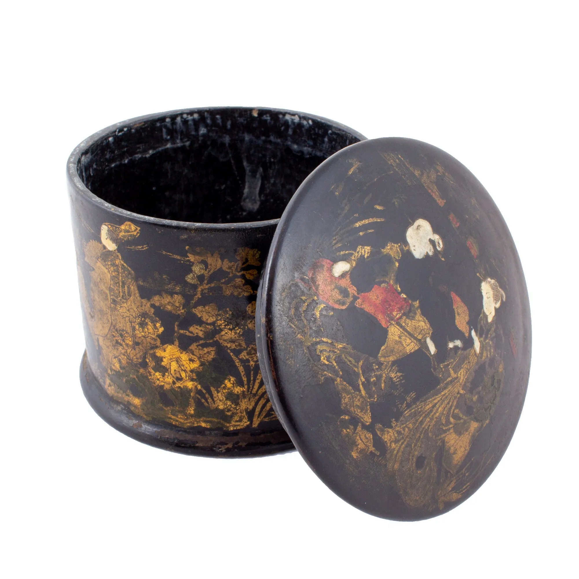 Small Antique French Chinoiserie Powder Box