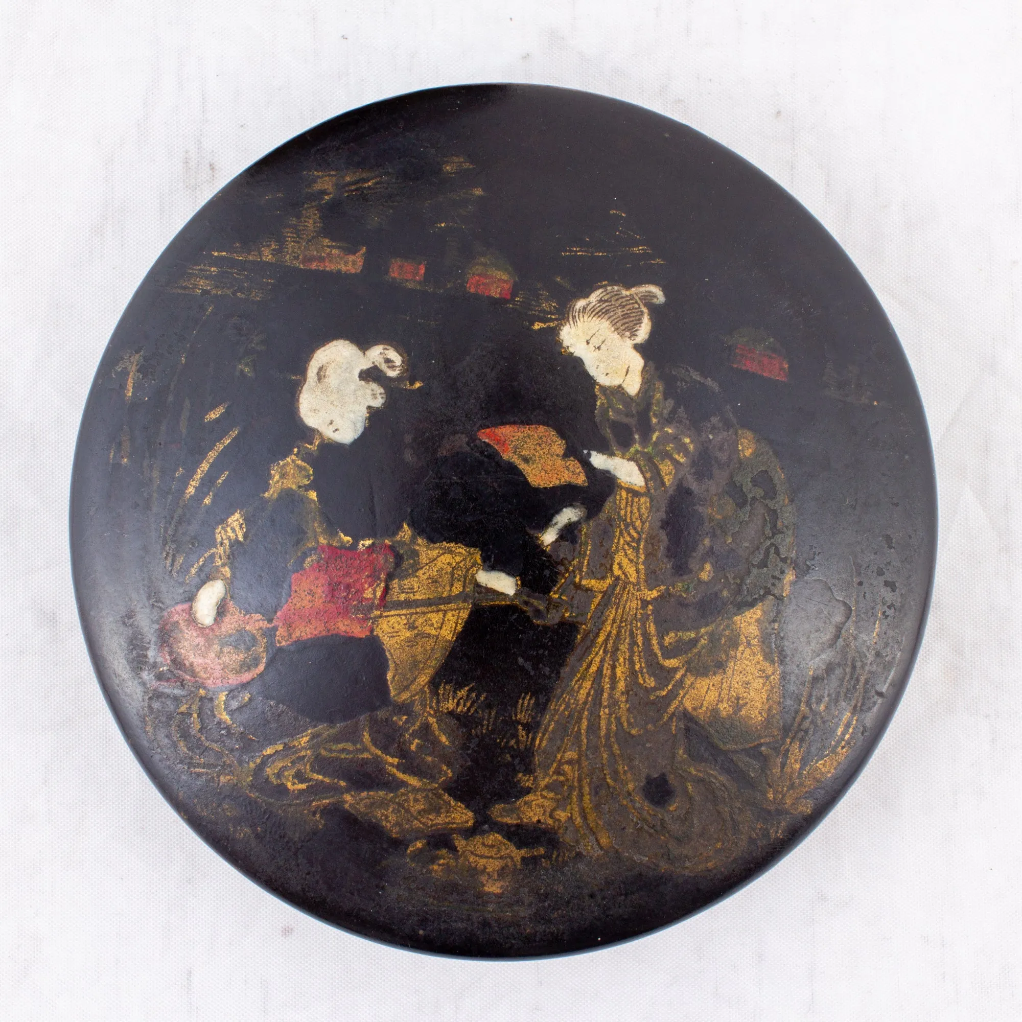 Small Antique French Chinoiserie Powder Box