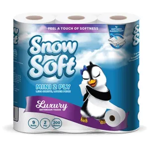 Snow Soft 2 Ply Mini Toilet Paper 200 Sheets 9 Pack 2-018