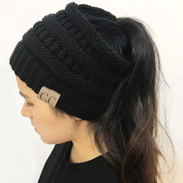 Soft Knit Ponytail Beanie