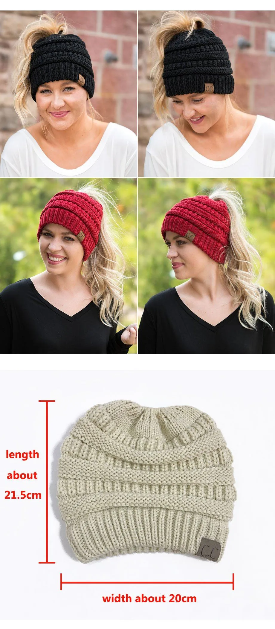Soft Knit Ponytail Beanie