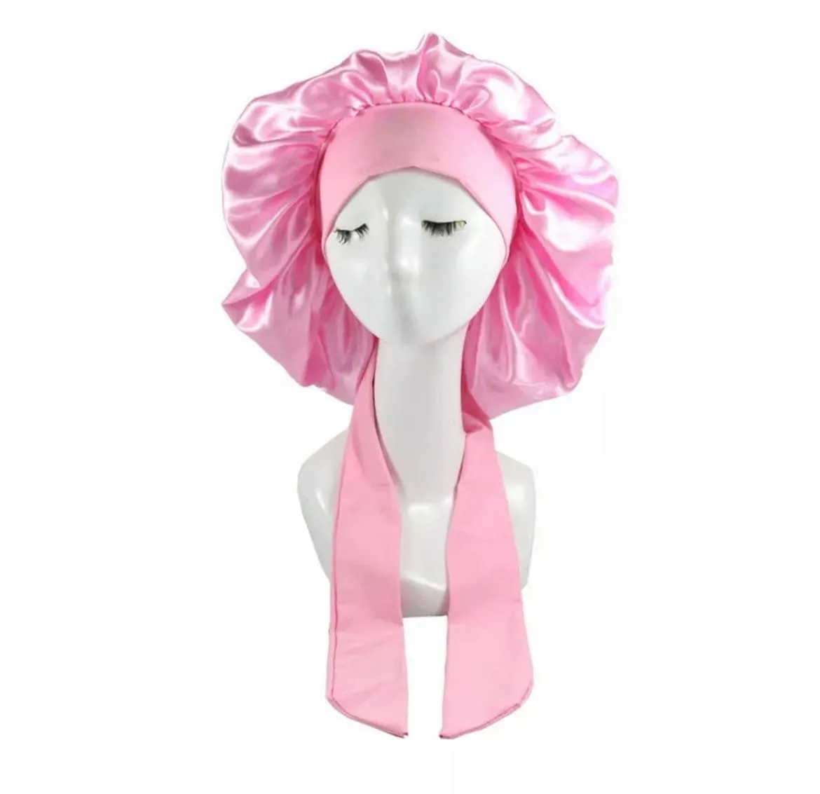 Soft Silk Satin Night Sleep Cap Hair Bonnet Hat Head Cover Wide Band Elastic Adjustable New - Australia